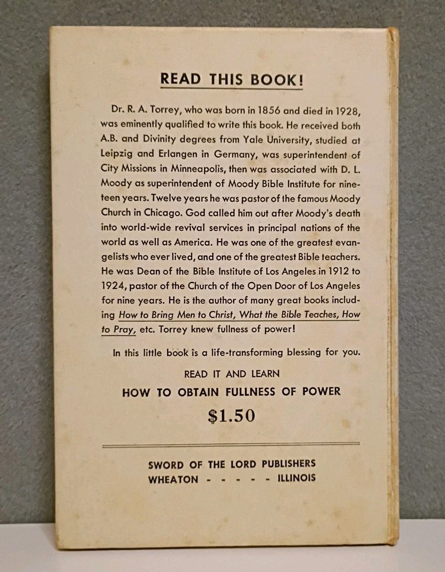 Vintage 1950s R.A. Torrey How to Obtain Fullness of Power Christian Book PB