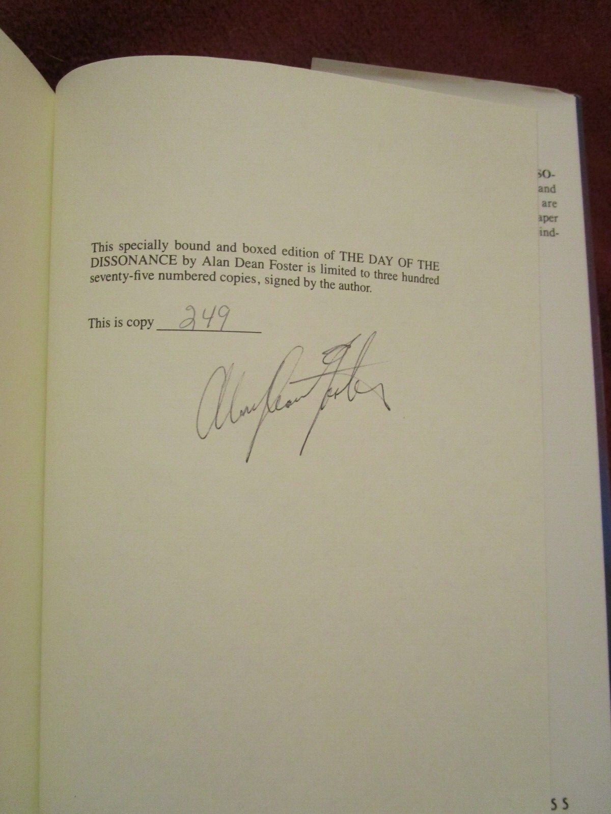 Day of the Dissonance by Dean Foster (1984, HC) SIGNED limited Spellsinger #3