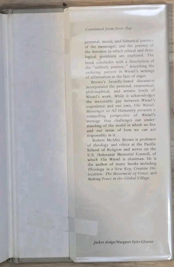 Elie Wiesel Messenger to All Humanity Hardcover Holocaust History Biography