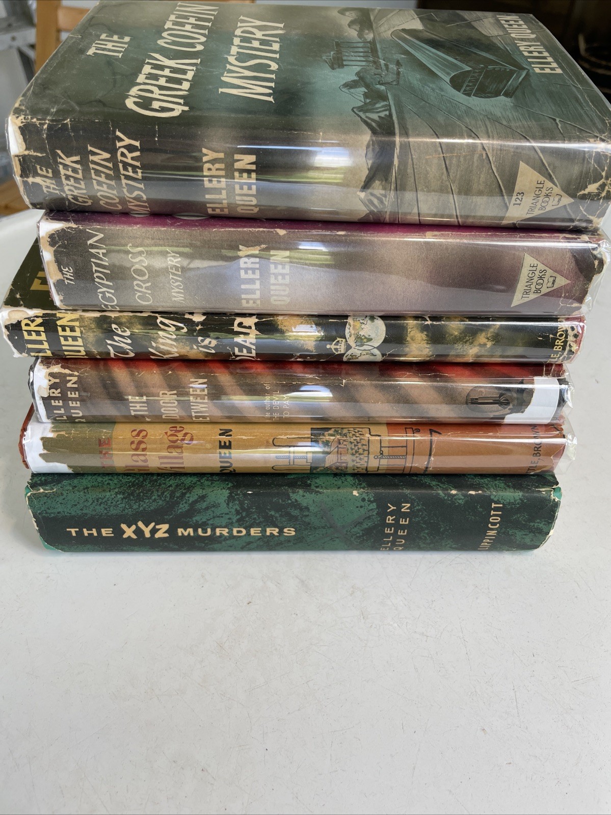 Lot Of 6 Vtg Ellery Queen Mysteries HC/DJ GOOD 1930s, ‘40s, 50s Publications