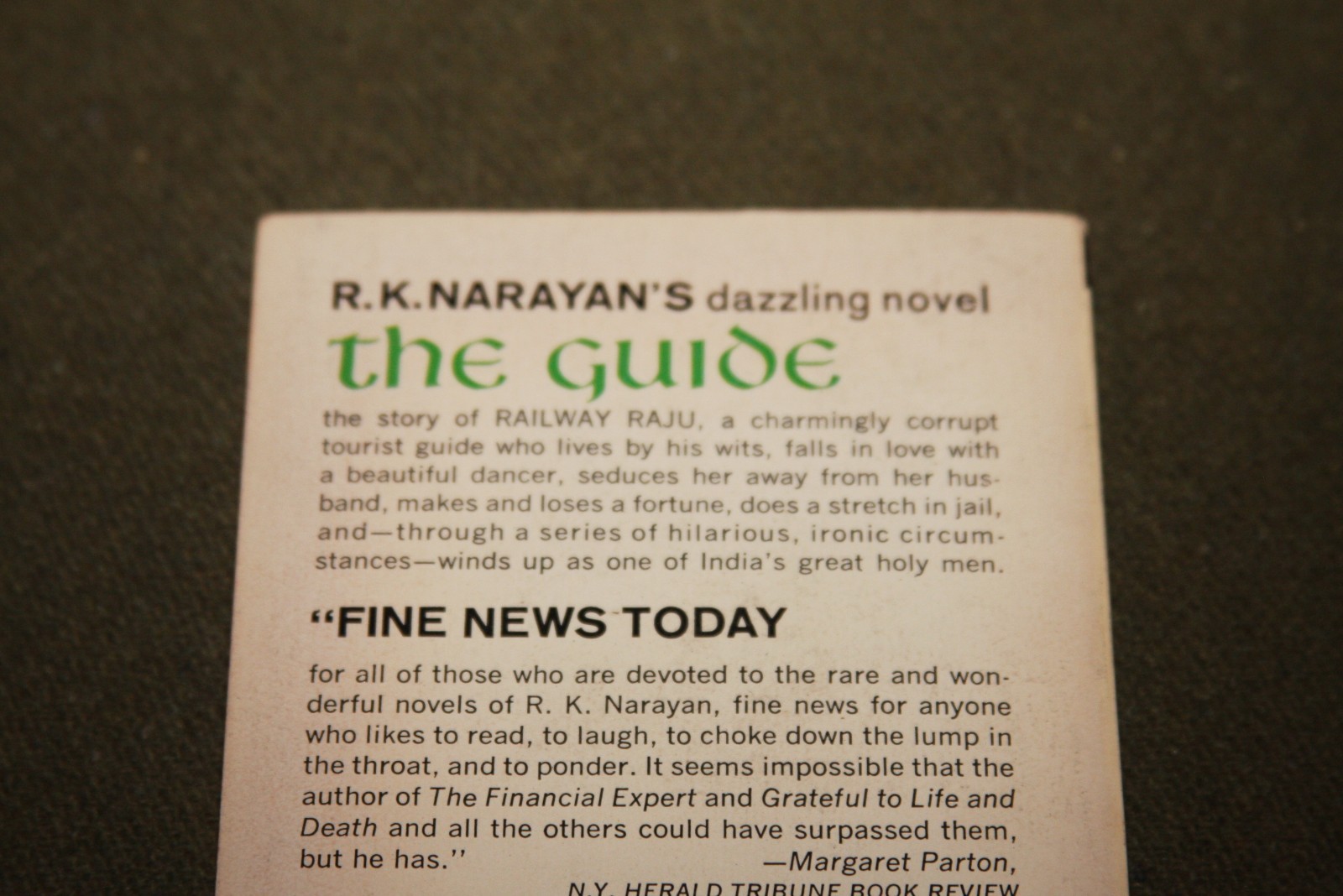 The Guide by R. K. Narayan 1966 PB 1st Printing Signet