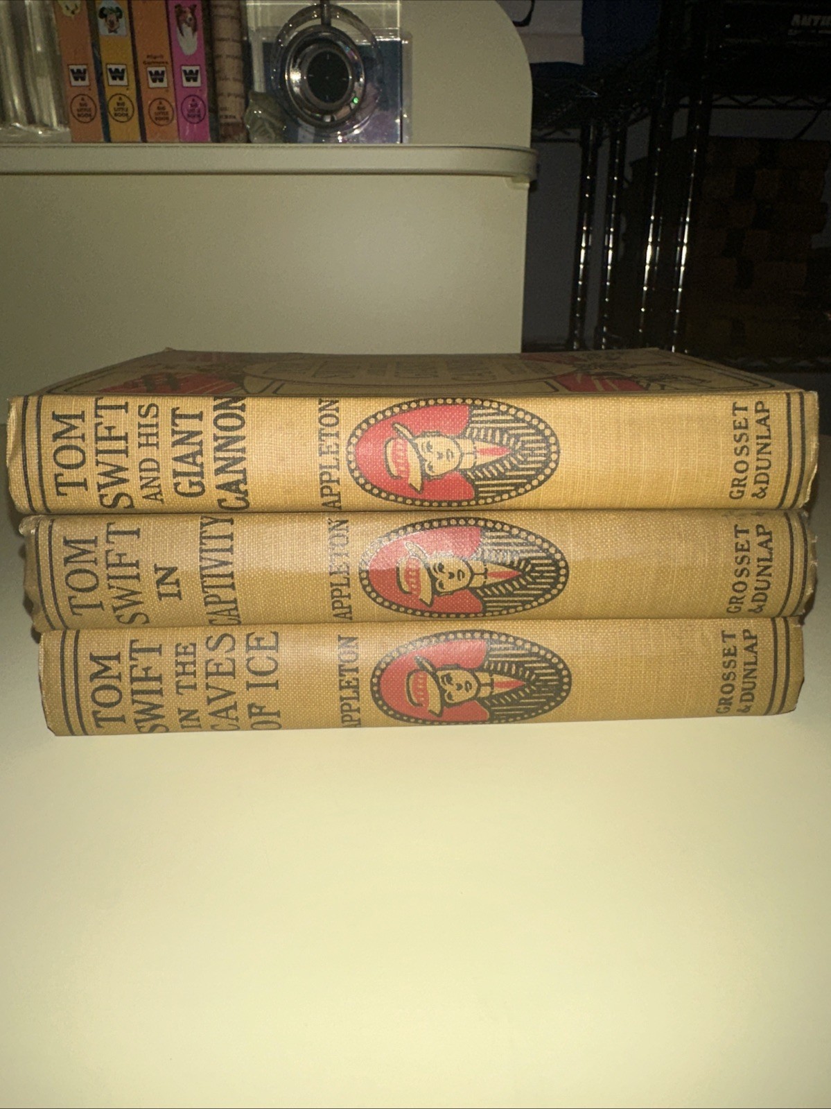 1913 ANTIQUARIAN APPLETON TOM SWIFT VINTAGE BOOKSET GROSSET&DUNLAP HC DECOR BOOK
