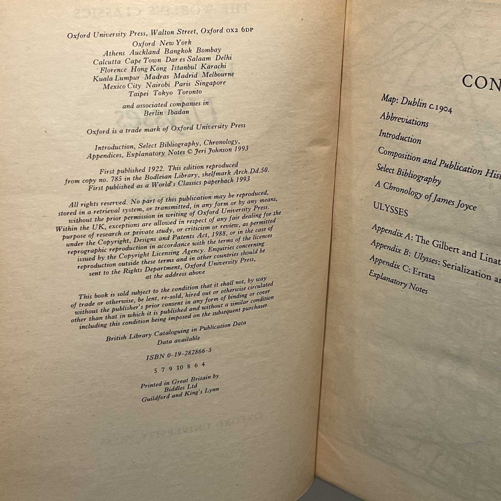 JAMES JOYCE ULYSSES the 1922 Text Oxford Press World Classics