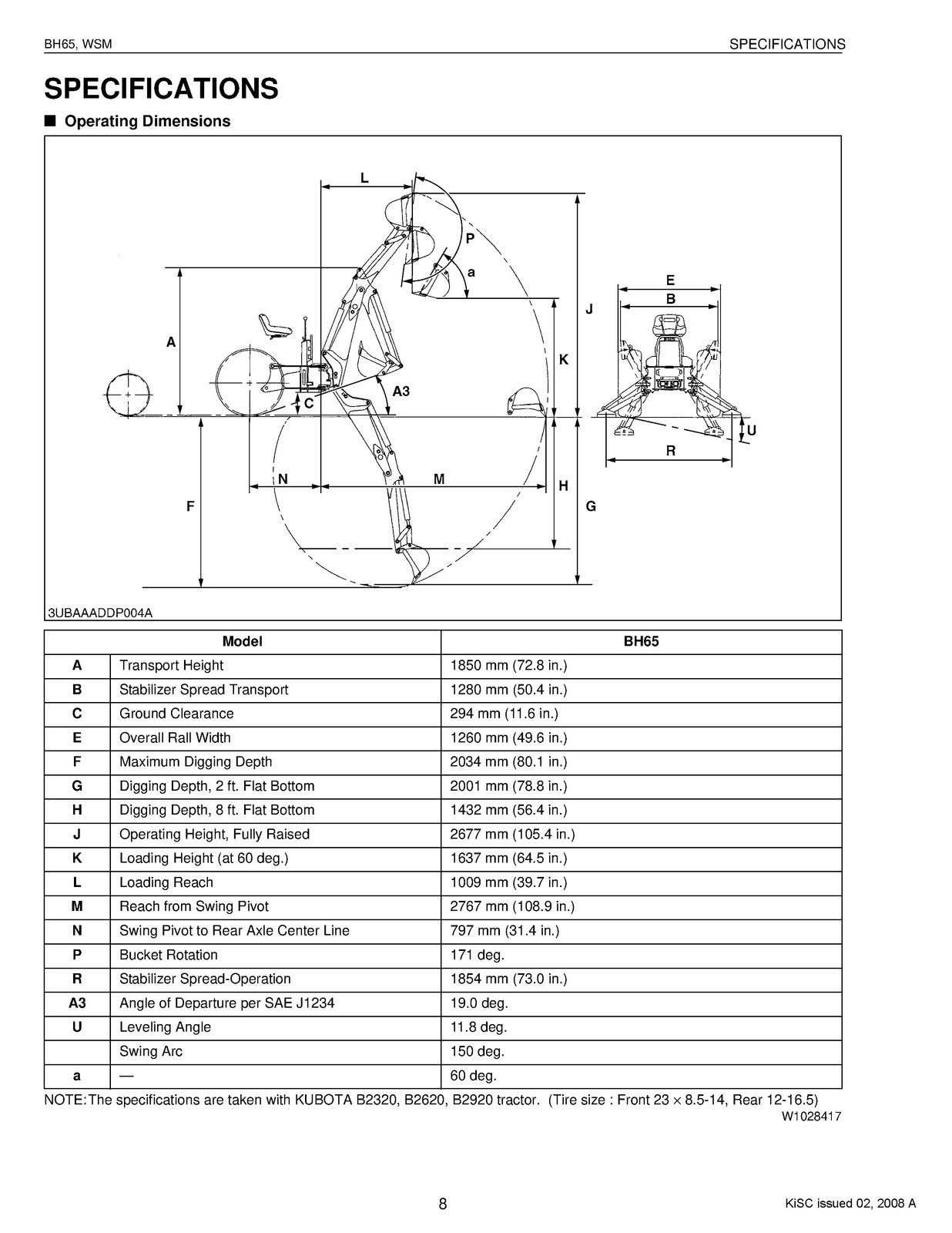 KUBOTA BH65 Backhoe Workshop Manual 2008 – STEEL LOOP SECURED – STURDY COVERS