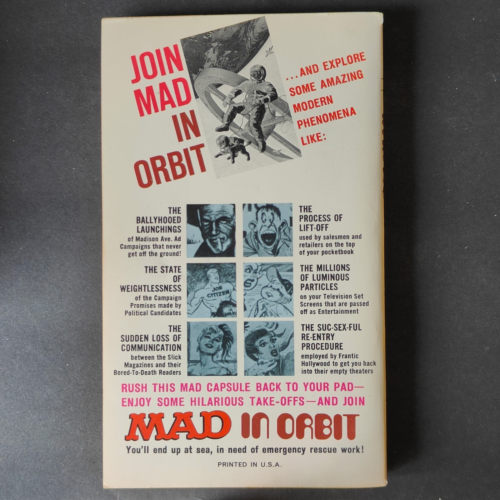 MAD in Orbit 1975 PB 1st Print William M. Gaines Satire Americana Sports Politic