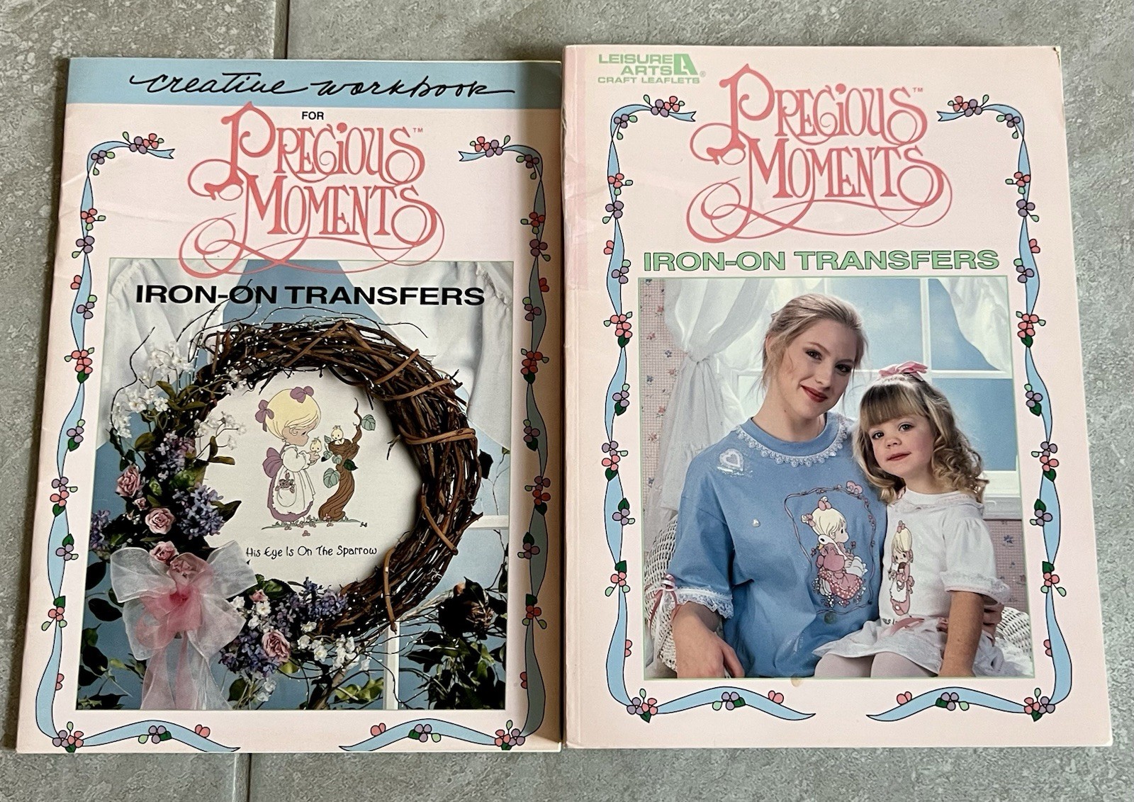 2 Precious Moments Leisure Arts Creative Book & Workbook for Iron-on Transfers