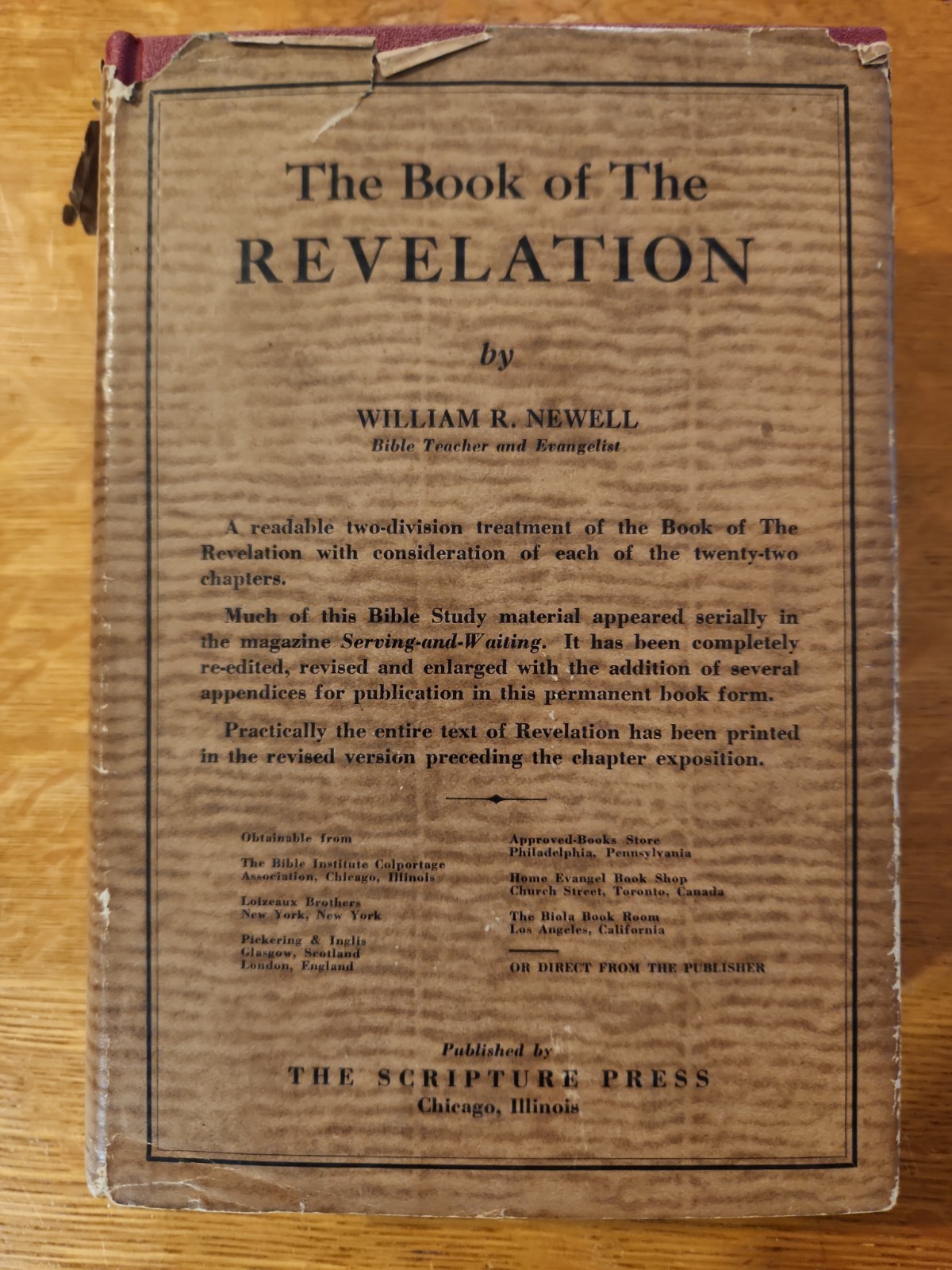 The Book of the Revelation by William R. Newell Hardback in Dust Jacket 1935