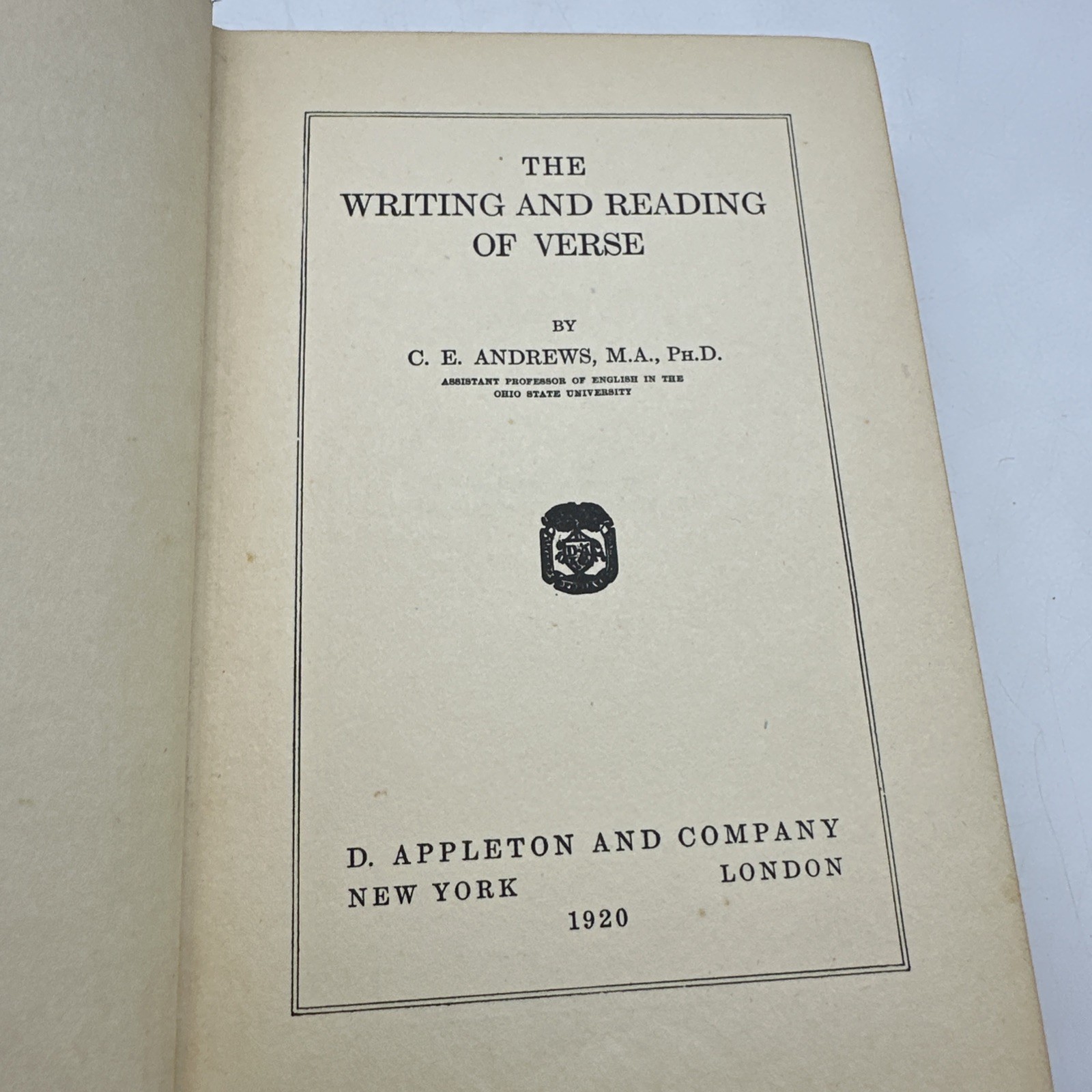 Writing and Reading of Verse 1920 Poetry Instruction Antique (AC186)
