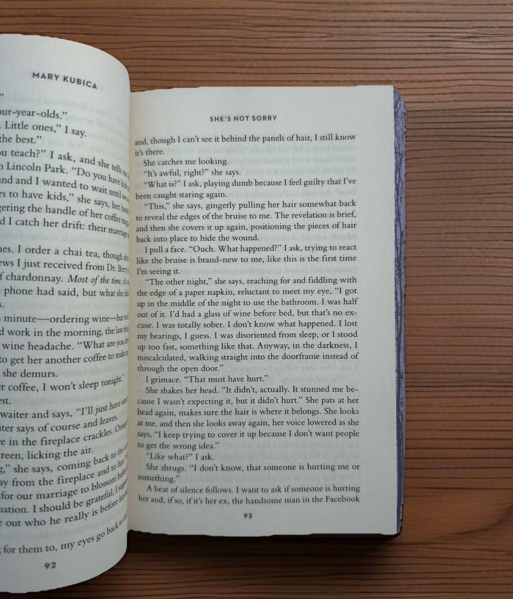 She’s Not Sorry Paperback Book by Mary Kubica Psychological Thriller