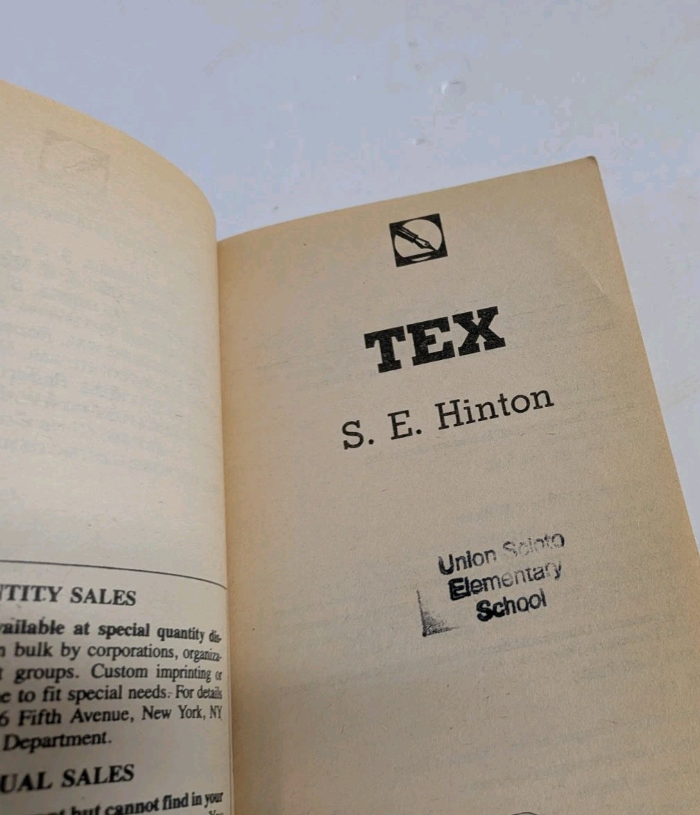 Tex by S.E. Hinton Paperback Book 1979-89 Author of The Outsiders