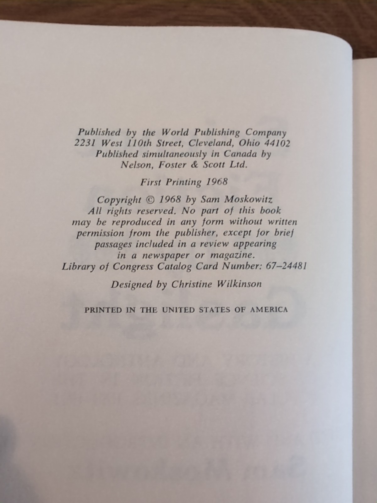 Science Fiction By Gaslight: A History And Anthology Sam Moskowitz Edition 1968