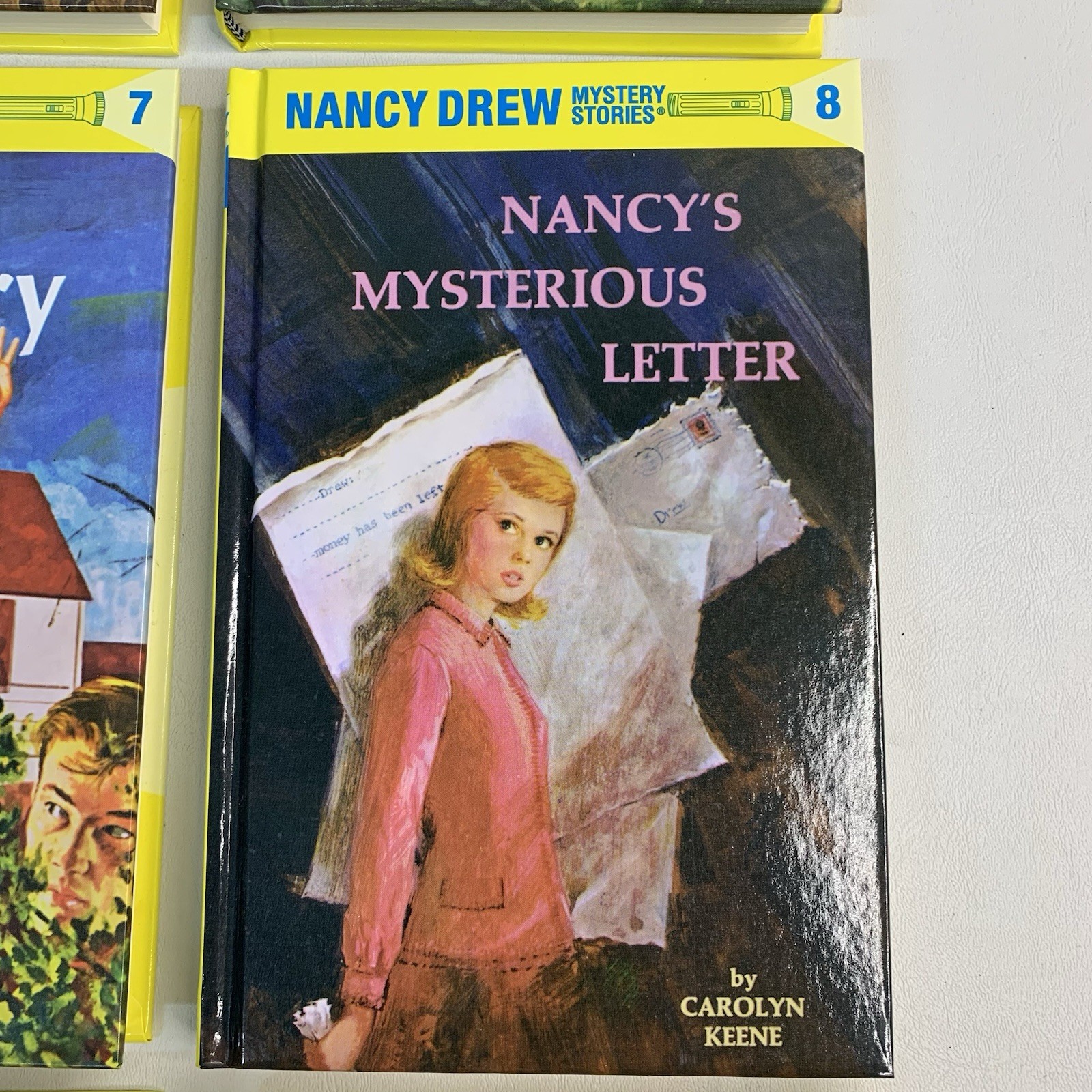Lot of 13 Nancy Drew Books Flashlight Yellow Spine HC Books 1- 10, 20, 34 & 48