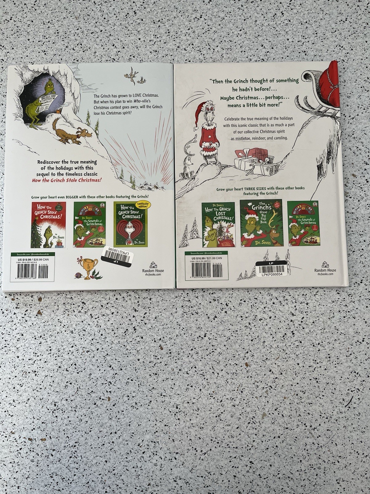 Dr. Seuss Books Lot of 2 Hardcover Large Format 8.5″x11″ Random House Christmas