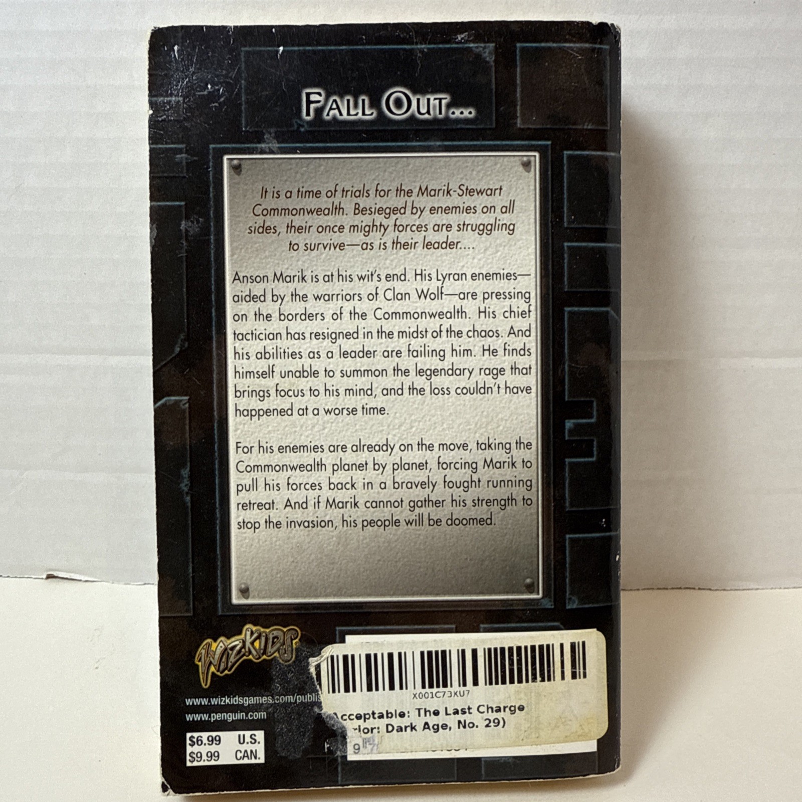 Mechwarrior Dark Age Novel Last Charge Jason Hardy Sci-fi Paperback Battletech