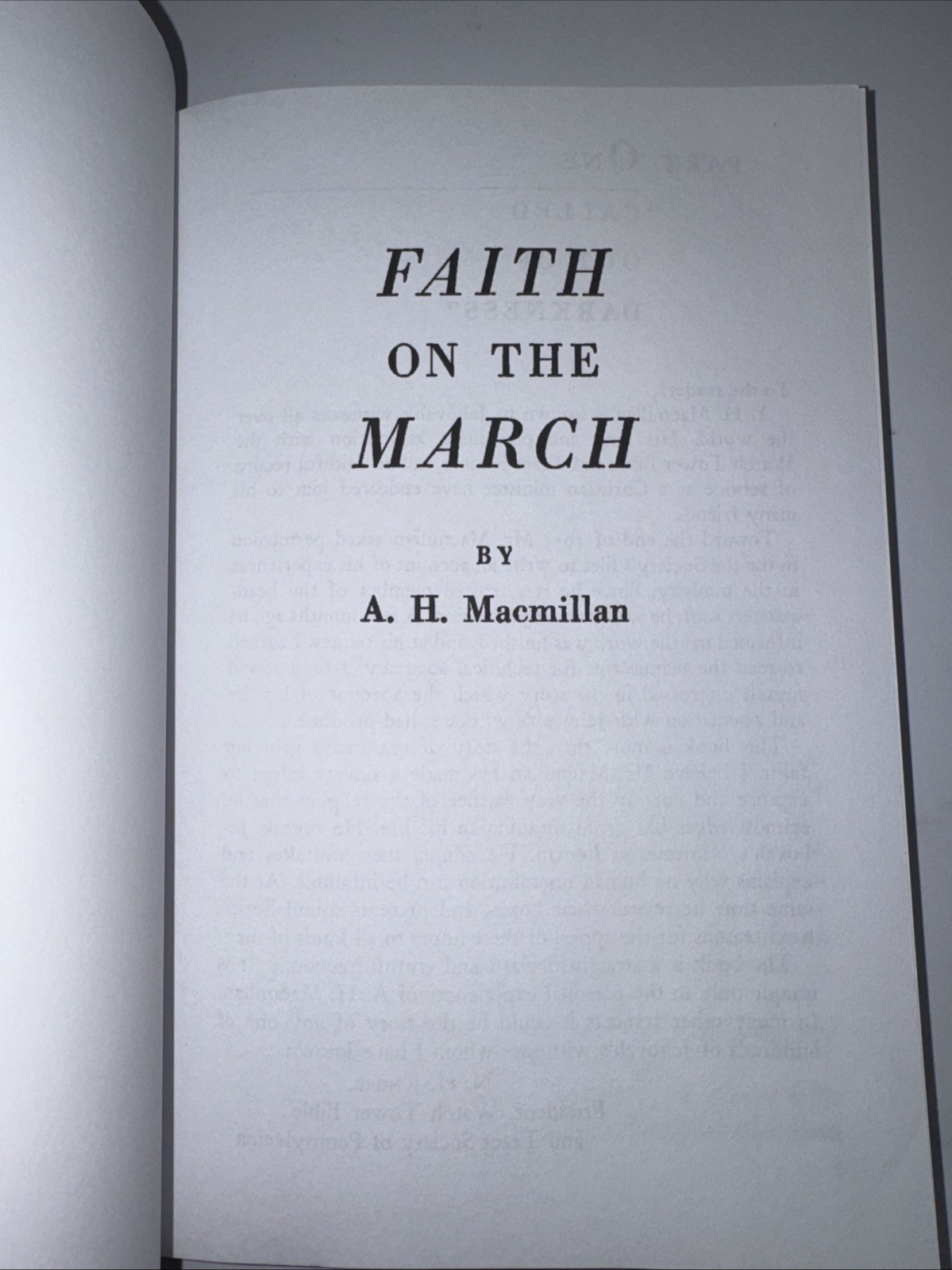 Faith On The March. A H Macmillan.