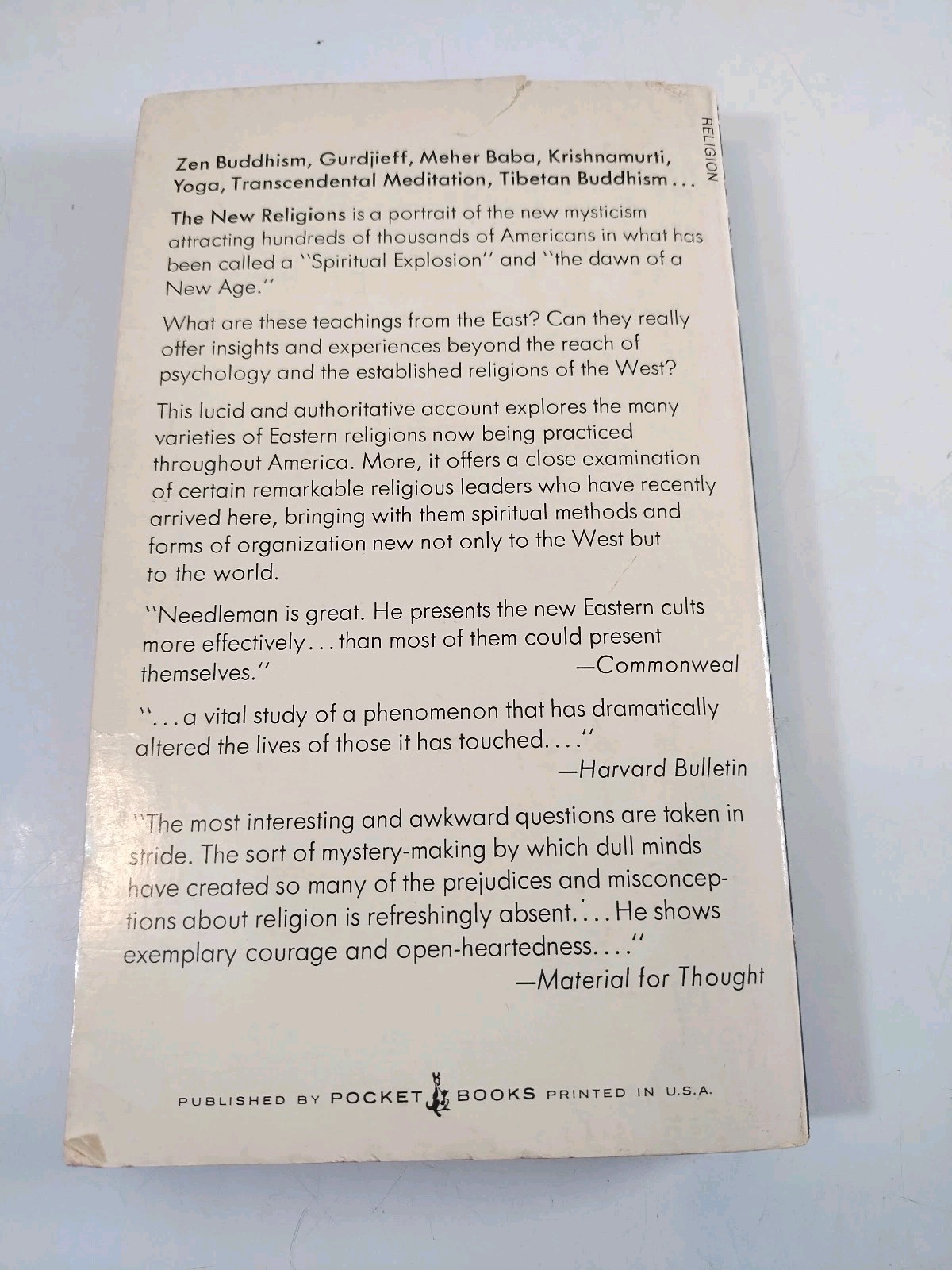 The New Religions by Jacob Needleman ~ 1974 Vintage Paperback ~ Pocket Books Vtg