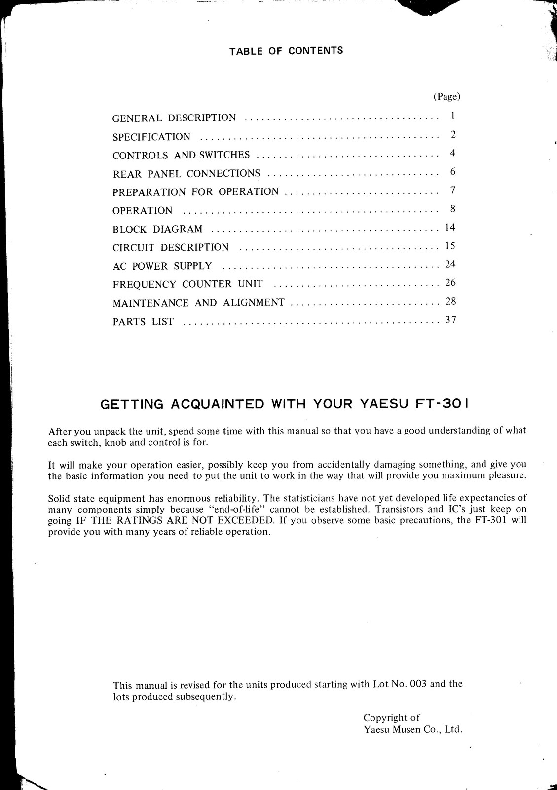 YAESU FT-301 Instruction And Service Manual – STEEL WIRE BOUND – TOUGH COVERS