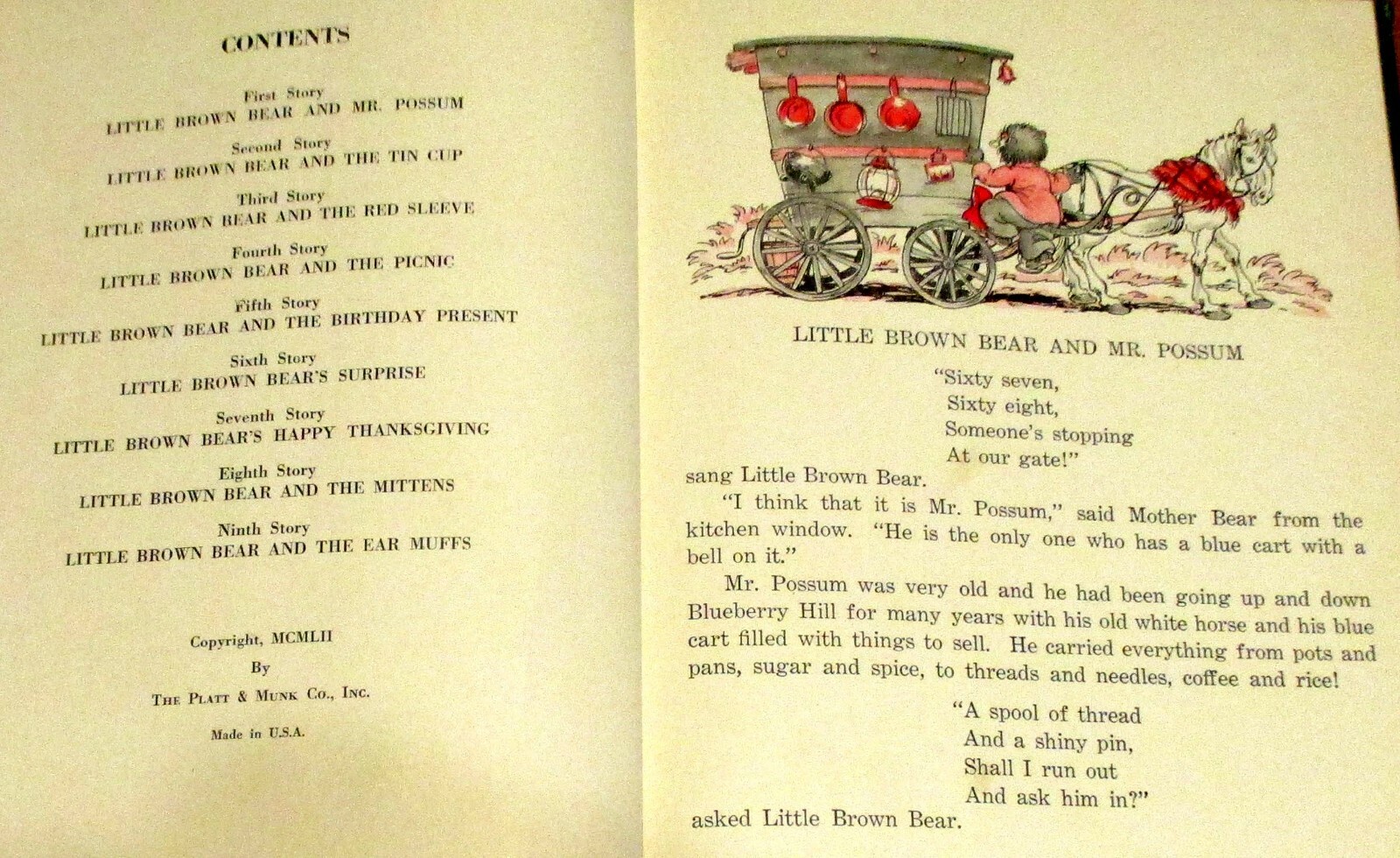1952 Little Brown Bear And His Friends by Elizabeth Upham H/C 56 pages