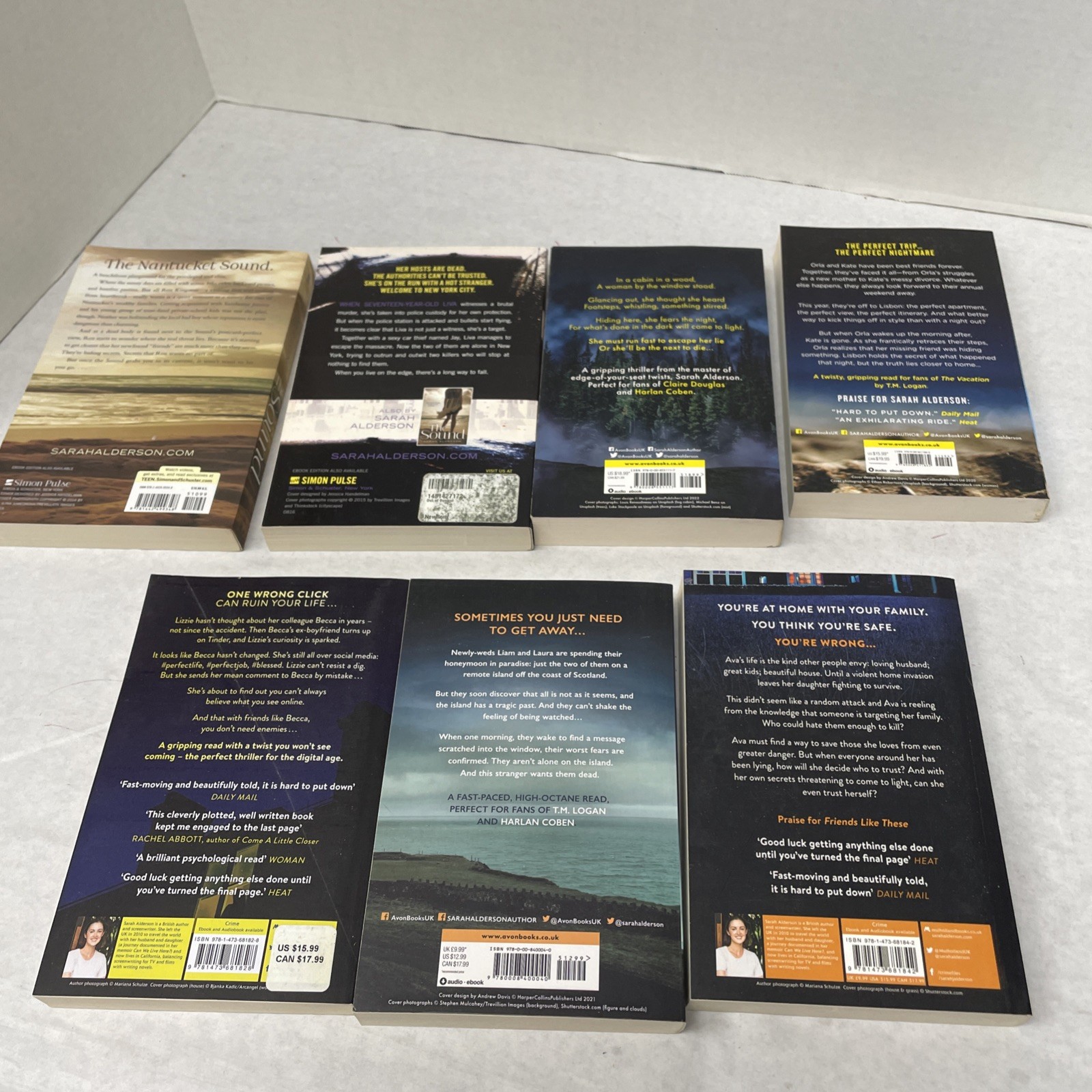 Sarah Alderson Lot of 7 Thriller Novels (See Photos for Titles)