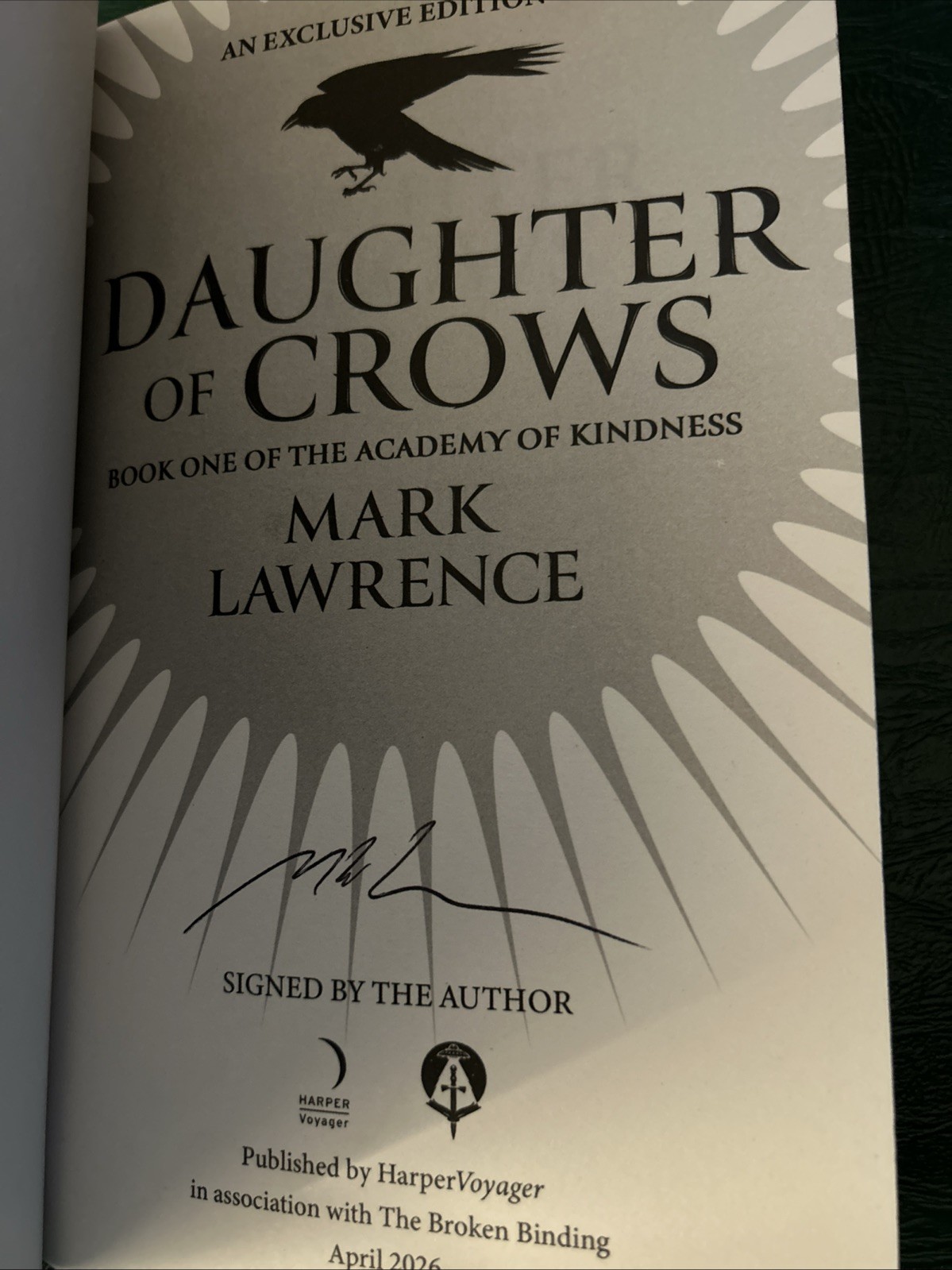Daughter of Crows by Mark Lawrence Signed Exclusive Edition The Broken Binding