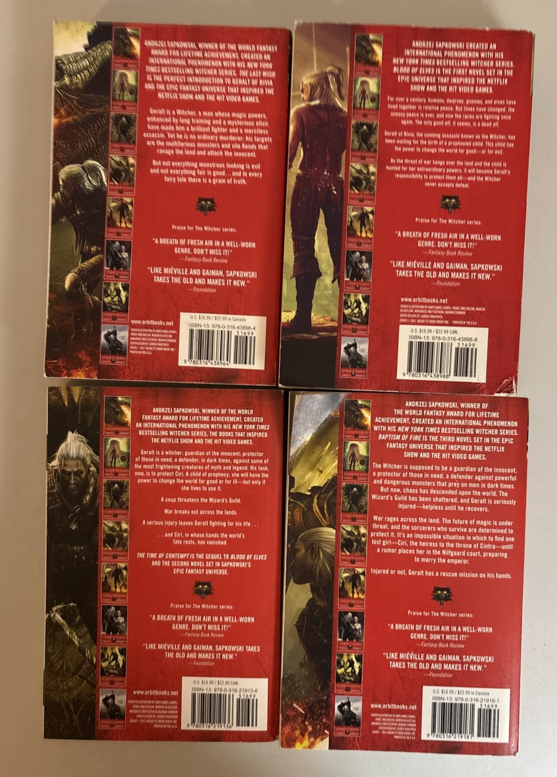 Lot of 4 Trade Paperback from The Witcher Series by Andrzej Sapkowski