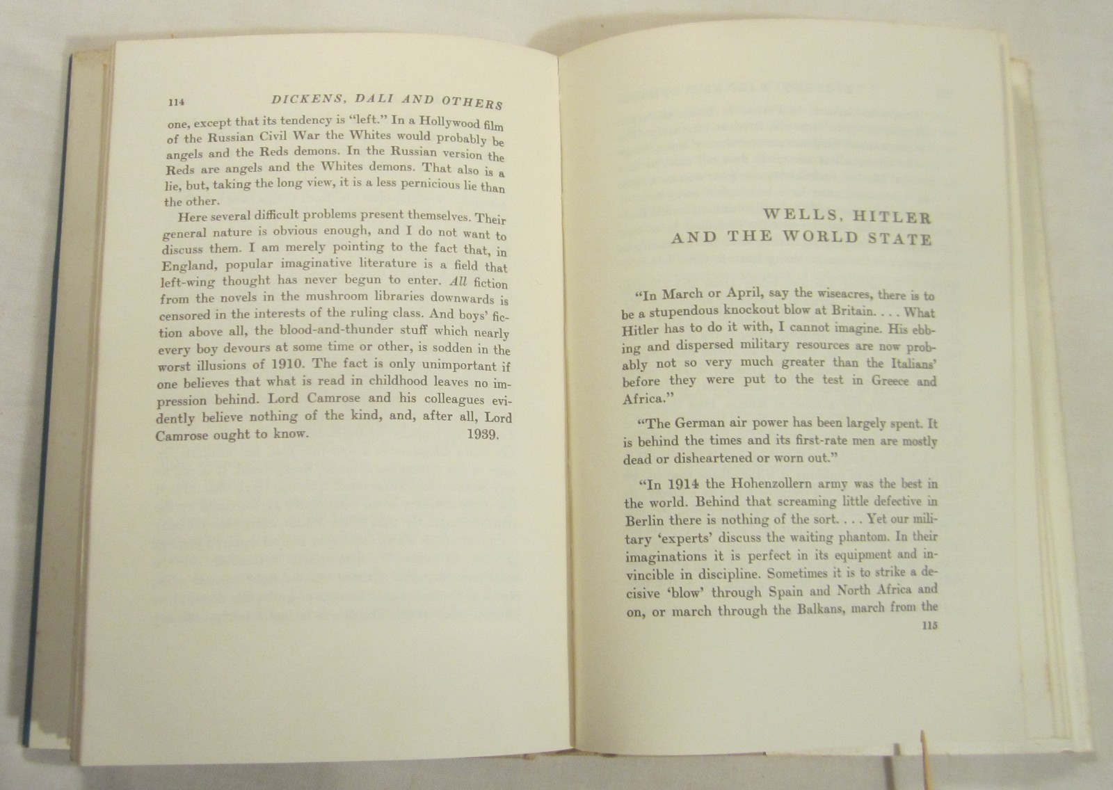 GEORGE ORWELL — Dickens, Dali & Others — Harcourt Brace Jovanovich, HC/DJ