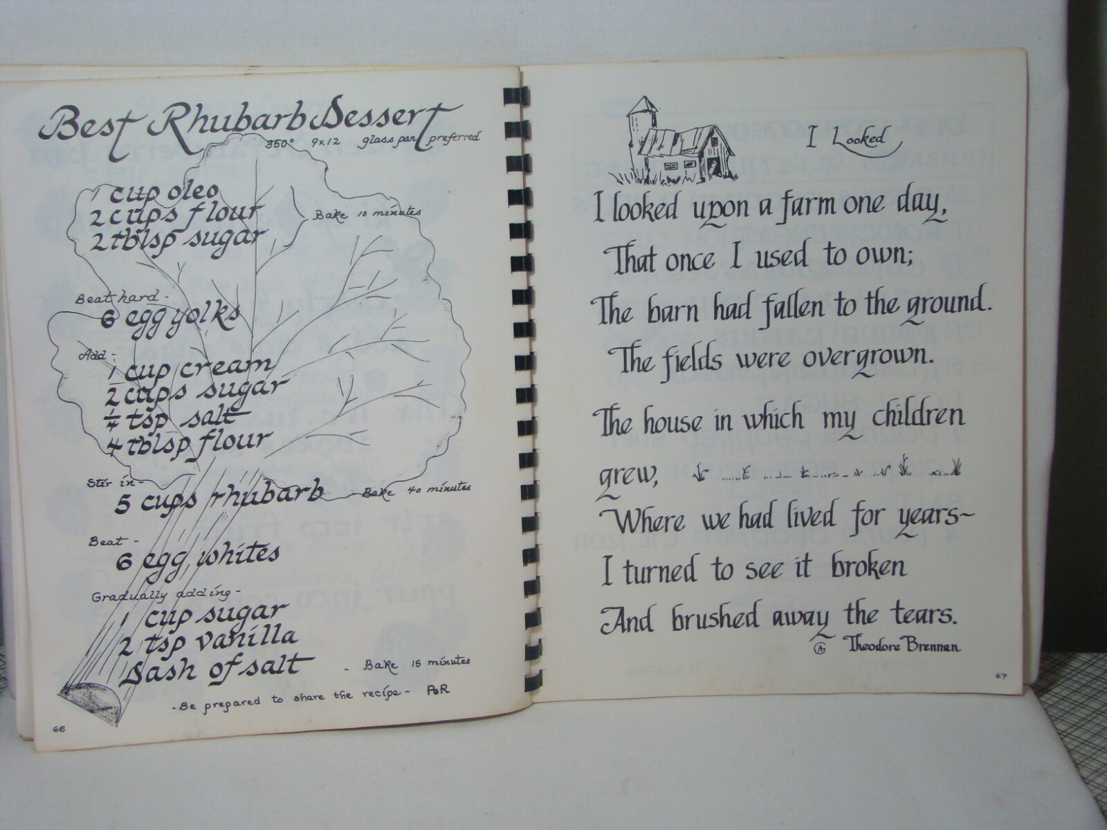 Cooking With Calligraphy Cookbook Hoven Aberdeen S.D. 1983 72 Pages Calligraphy