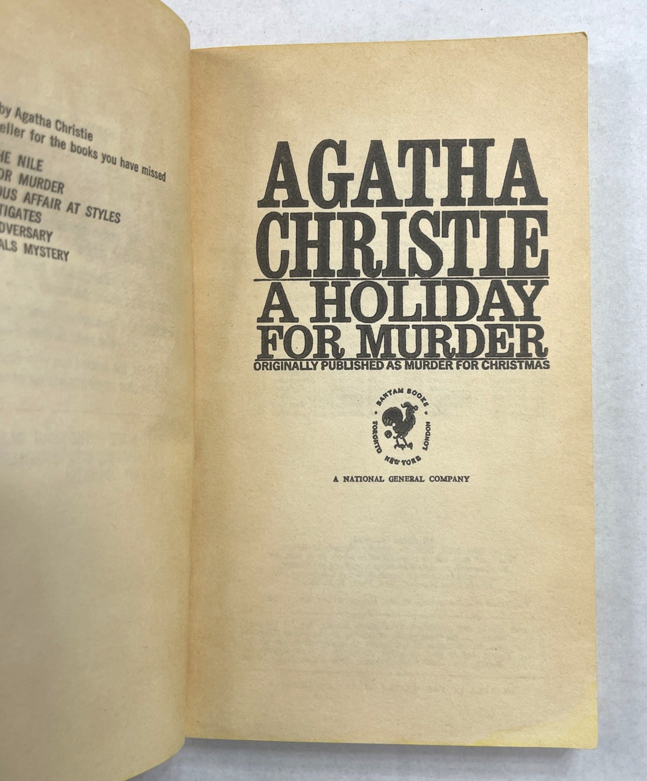 A Holiday for Murder Agatha Christie 1973 Bantam 15th Print PB Poirot