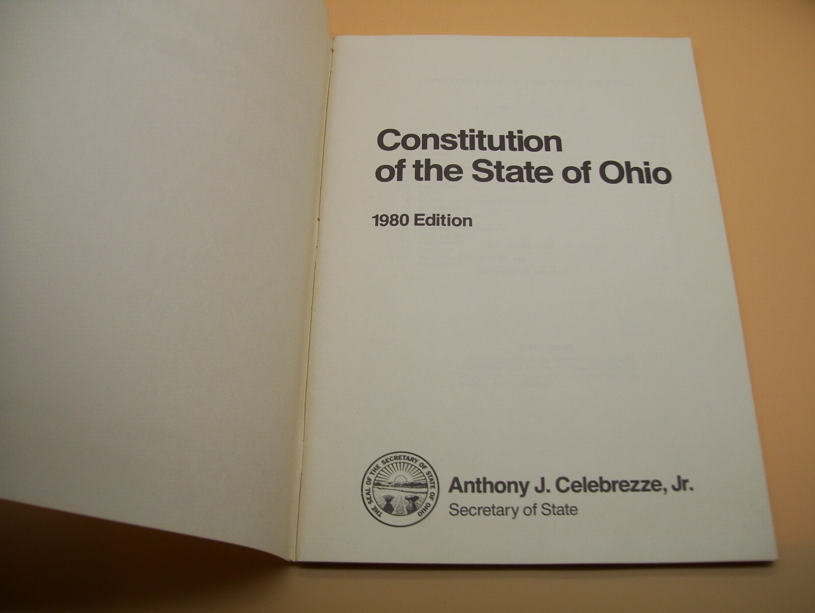 Constitution Of The State Of Ohio 1980 Edition PB Book