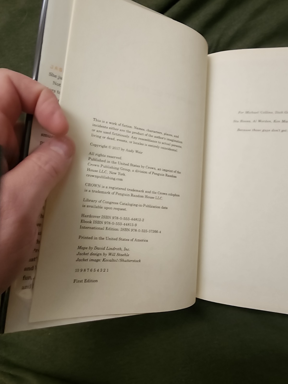 Andy Weir Artemis Signed First Edition 2017