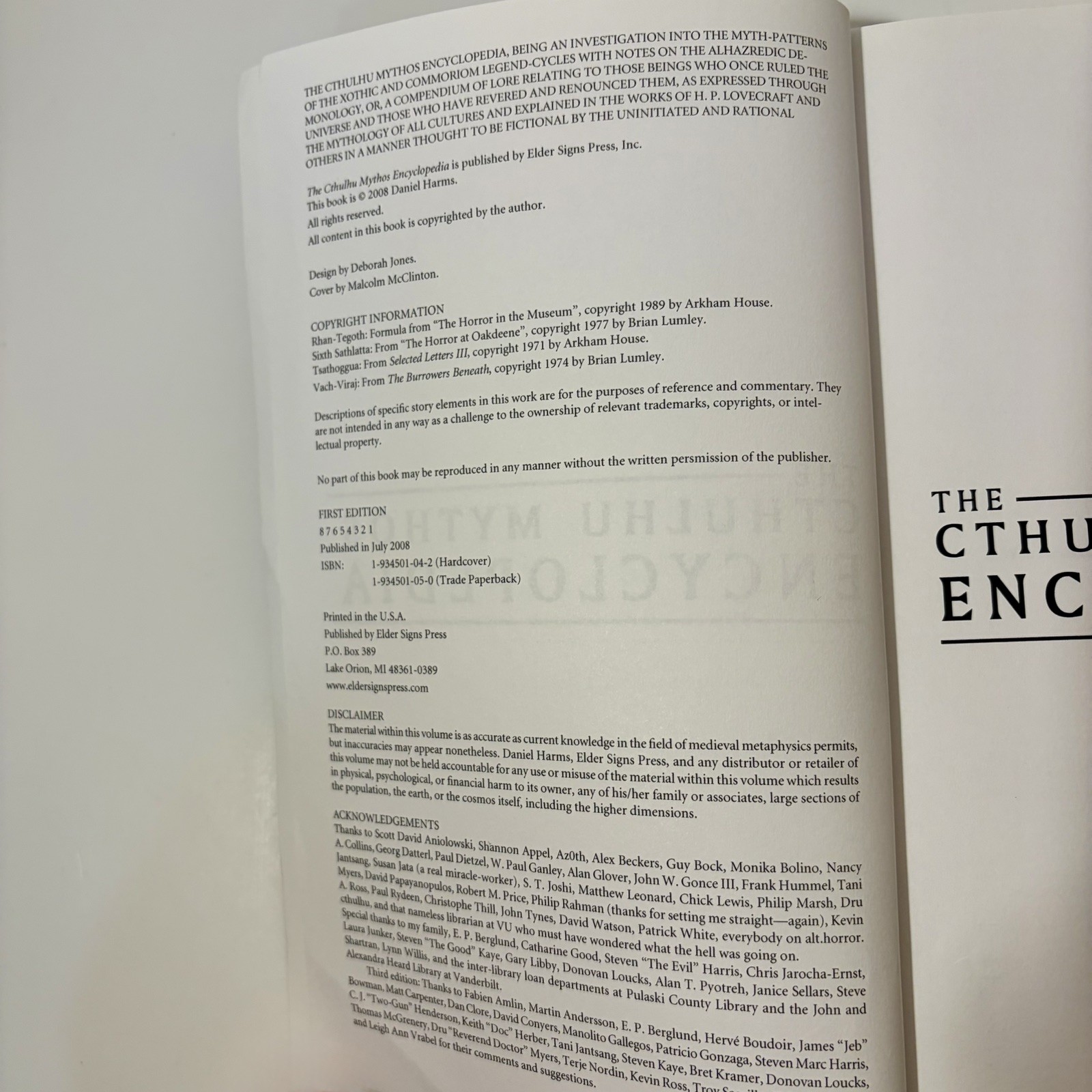 The Cthulhu Mythos Encyclopedia – Paperback By Harms, Daniel Very Good Condition