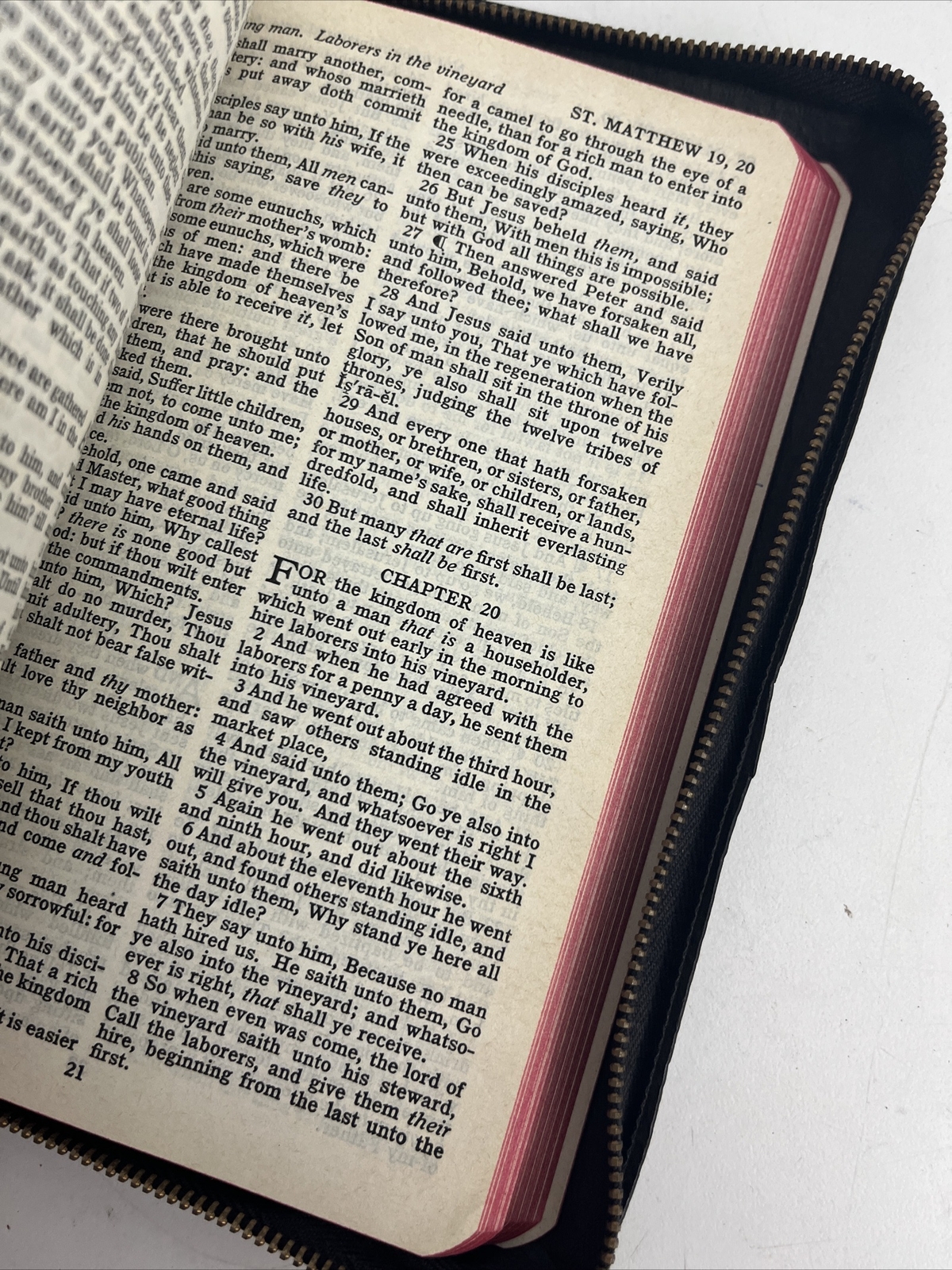 Bible KJV Zip Leather Original Tongues Antique VTG American Society