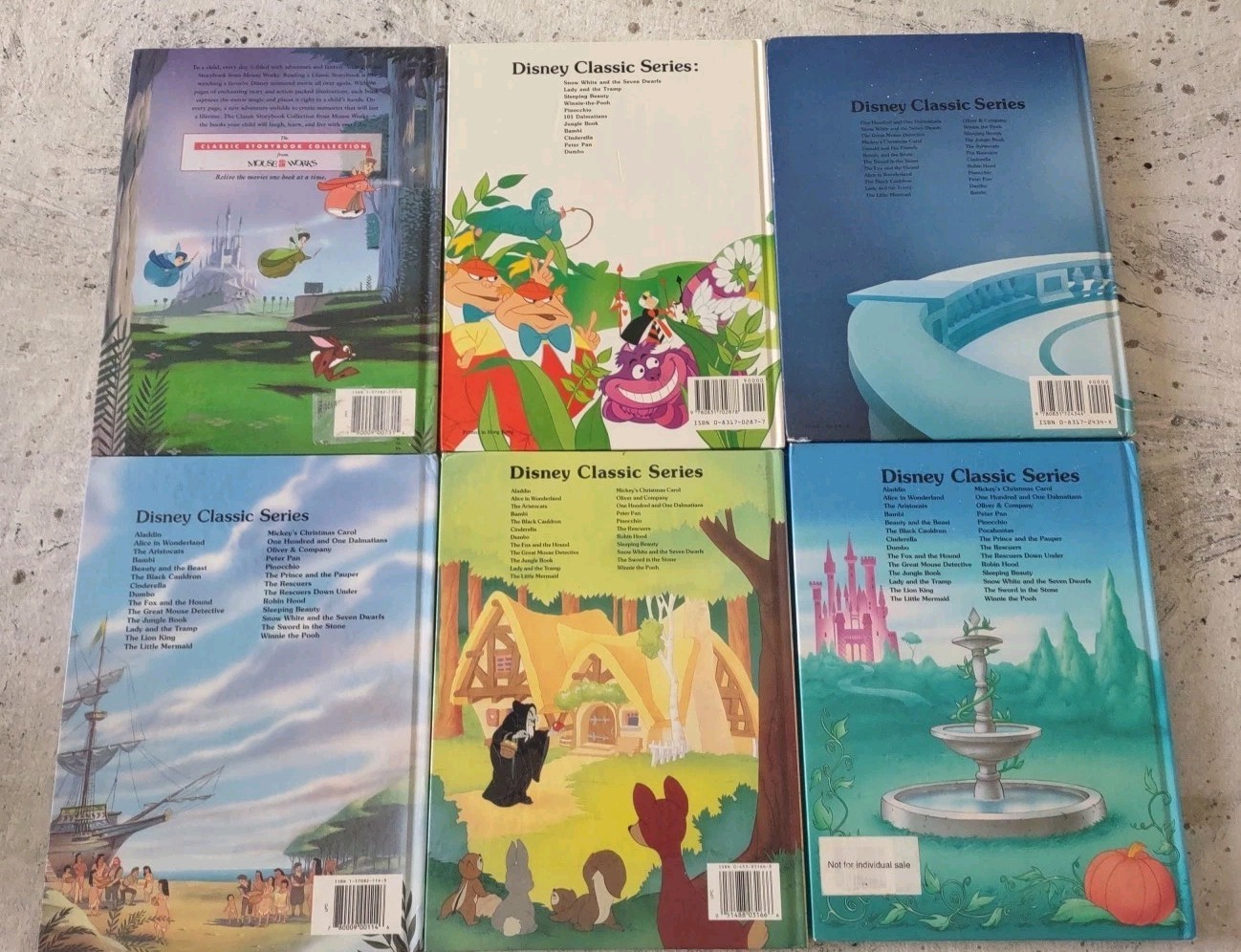 Lot of 6 Disney Princess Large Hardcover Books Gallery Twin Mouse Works Classic