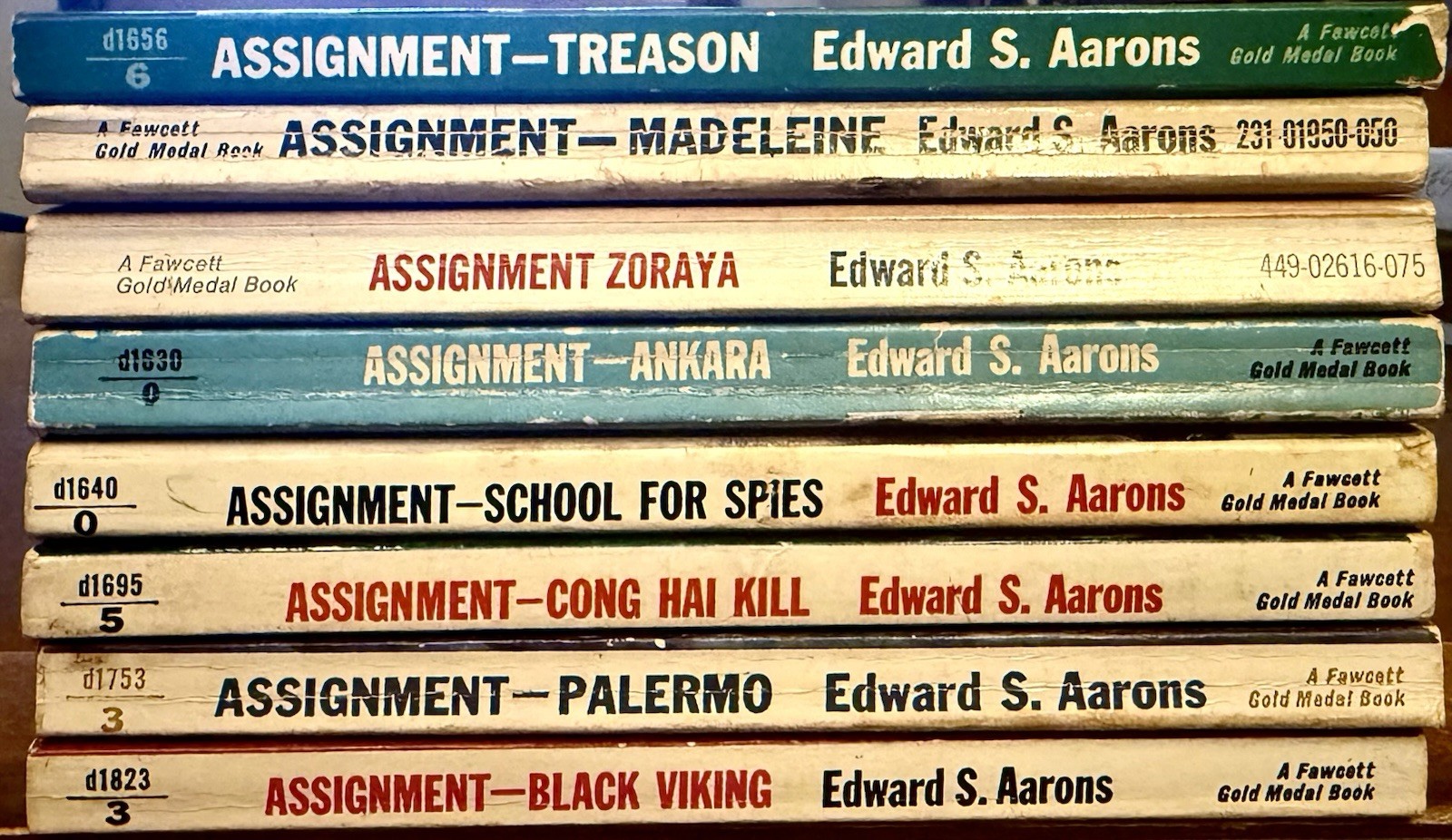 Edward S. Aarons lot of 8 vintage VG- to VG+ PBs, Sam Durell Assignment Series