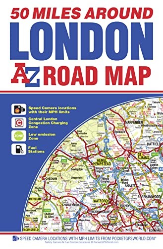 A-Z 50 Miles around London Road Map by Geographers A-Z Sheet map, folded Book