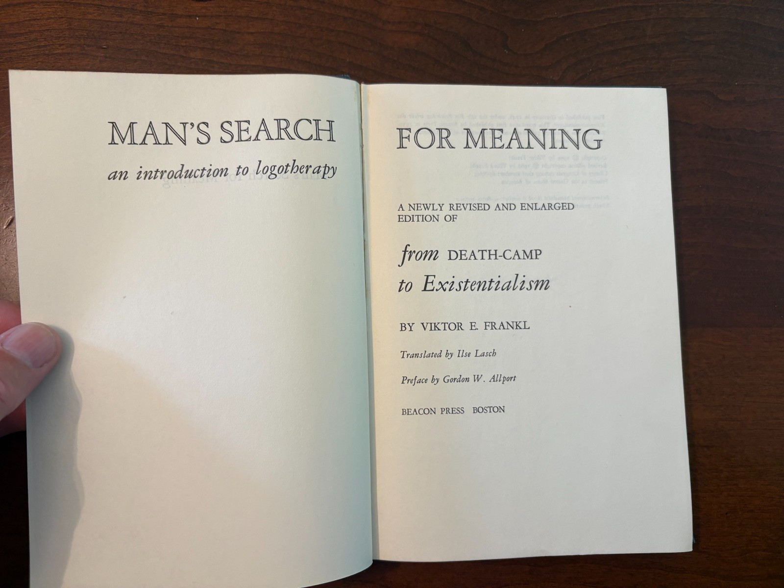 Man’s Search for Meaning by Victor E. Frankl – Revised Edition 9th Printing 1970