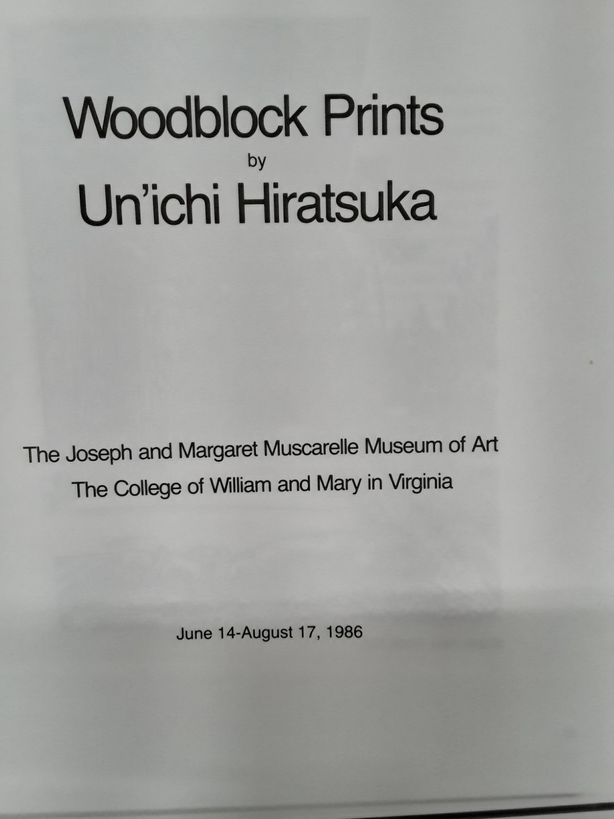 Woodblock Prints Promo copy by Mus of Art at Coll of Wm & Mary 1986 PB BN 260527