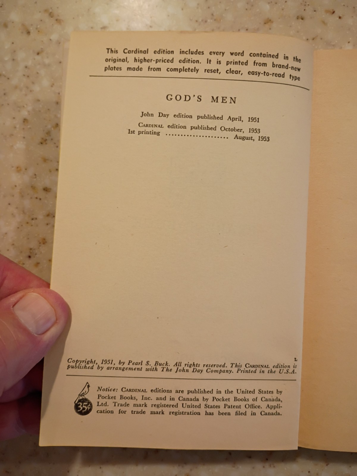 LOT OF 3 PEARL S BUCK CARDINAL EDITION PAPERBACKS FAST FREE SHIPPING SEE PHOTOS