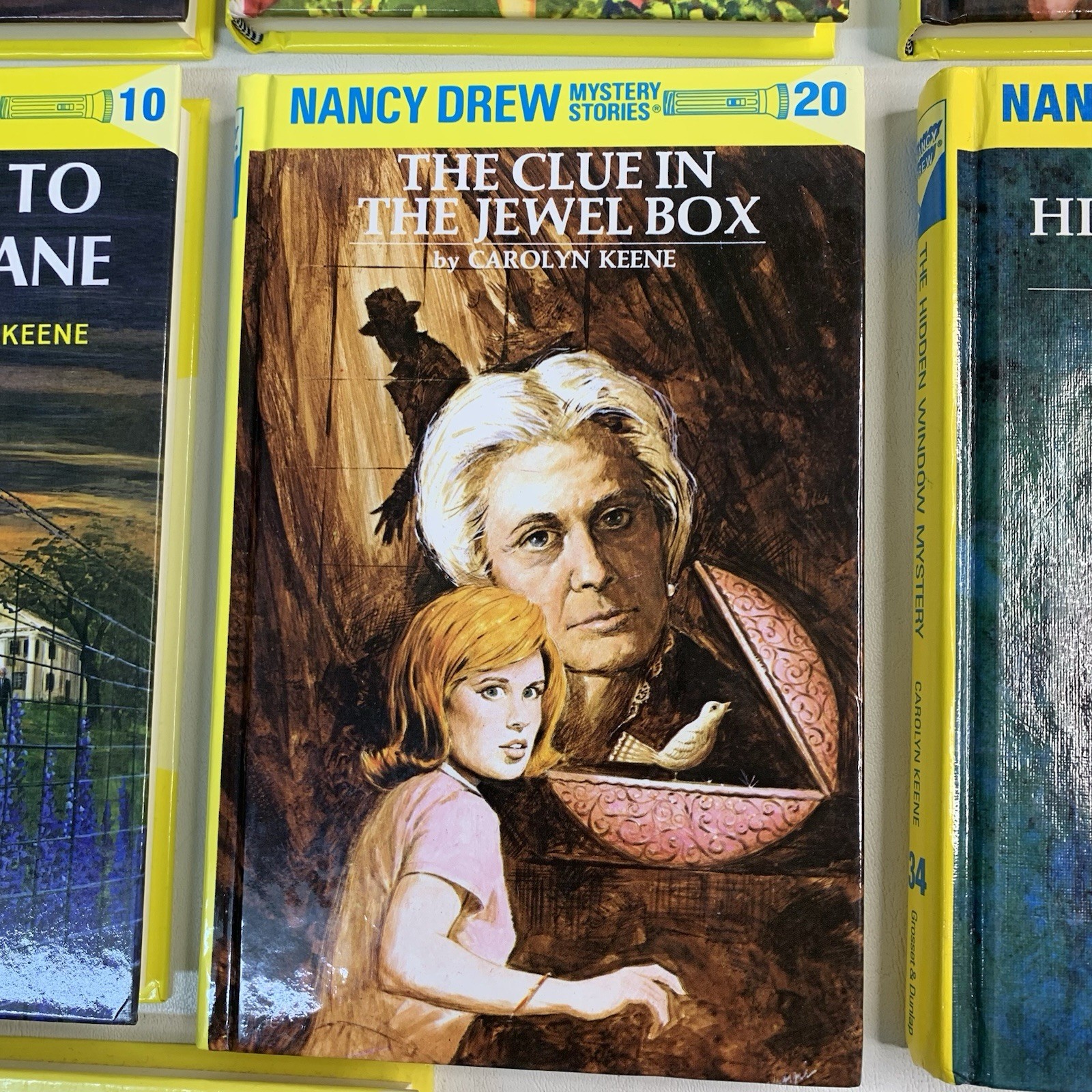 Lot of 13 Nancy Drew Books Flashlight Yellow Spine HC Books 1- 10, 20, 34 & 48