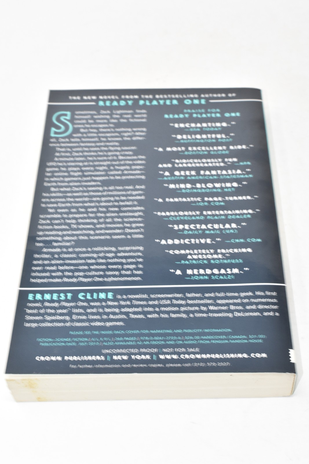 ✎✎SIGNED ADVANCE REVIEW COPY✎✎ARMADA AUTOGRAPHED Ernest Cline NEW