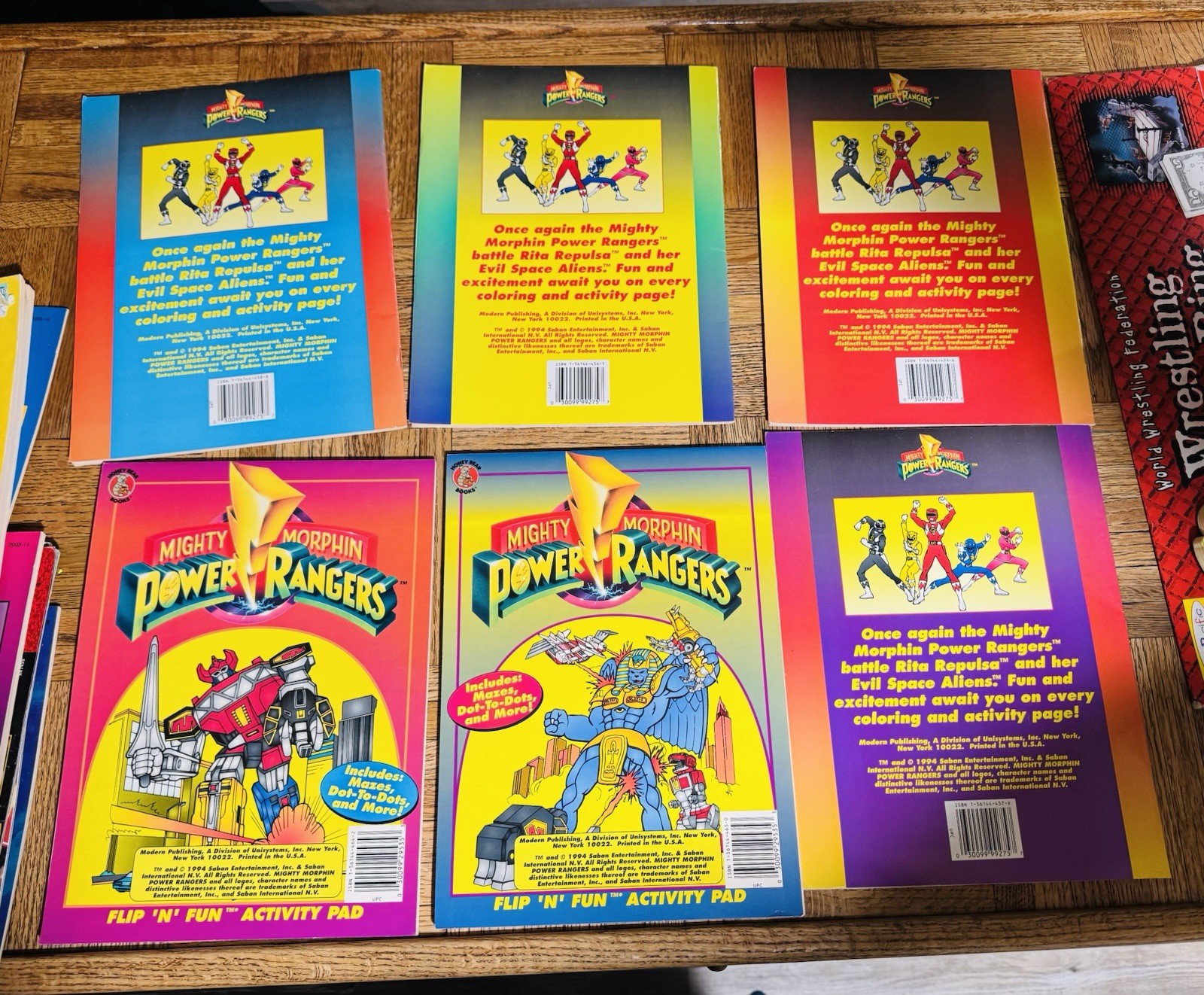 Unused NEW VINTAGE 1994 POWER RANGERS FLIP N FUN ACTIVITY PAD COLORING BOOK LOT