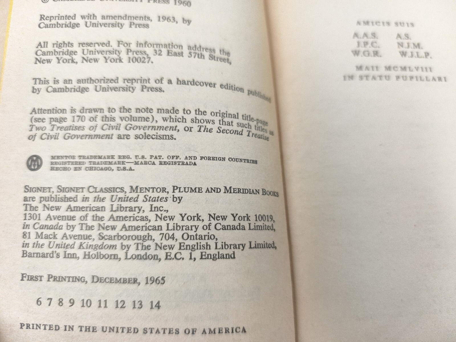 Two Treatises of Government by John Locke English Paperback Book 1965
