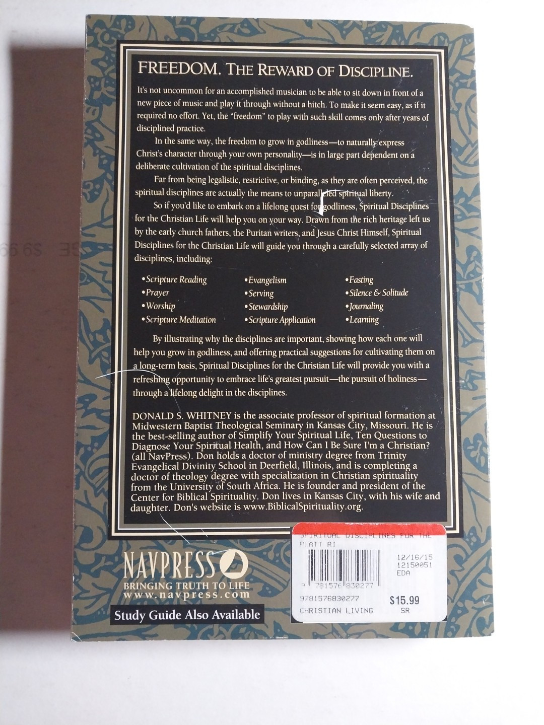 Spiritual Disciplines for the Christian Life by Donald S. Whitney (1991,…