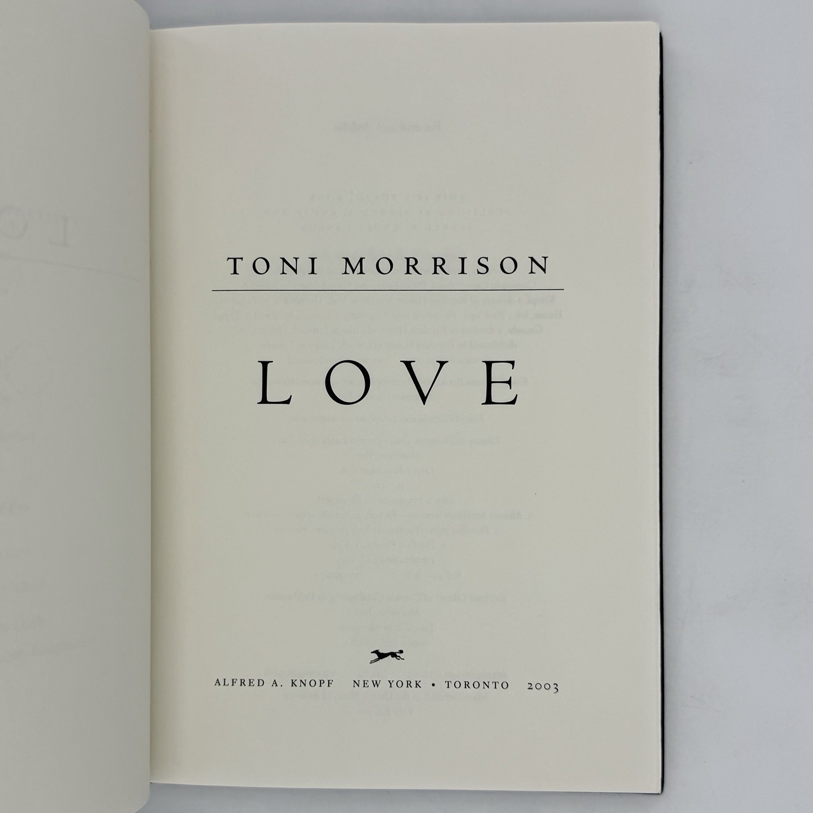 *Signed* Love – Toni Morrison (1st edition 1st print HC) Alfred A. Knopf, 2003