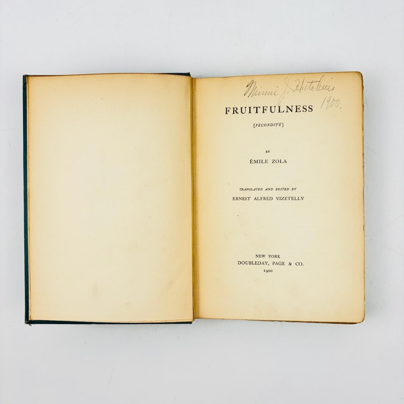 Fruitfulness Émile Zola 1900 First Edition Doubleday Page & Co Classic Novel