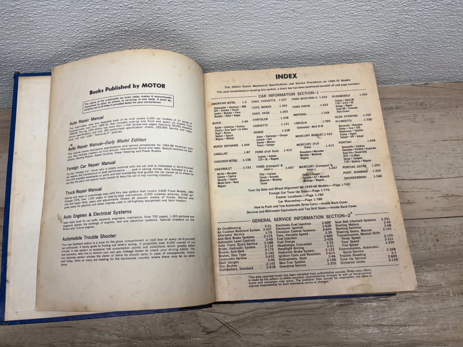 Vtg 1976 Motor Auto Repair Manual 39 Th Edition Hardcover Book