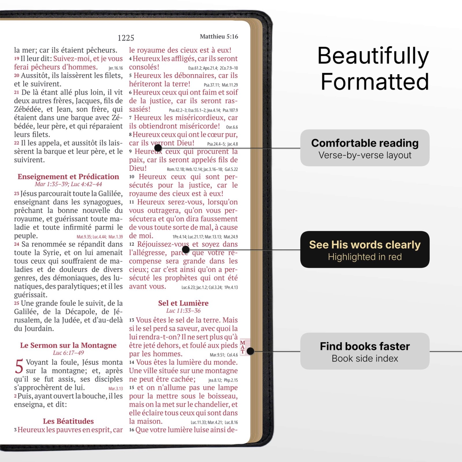 Louis Segond French Bible Large Print – LSG Sainte Bible Noir en Français by SP