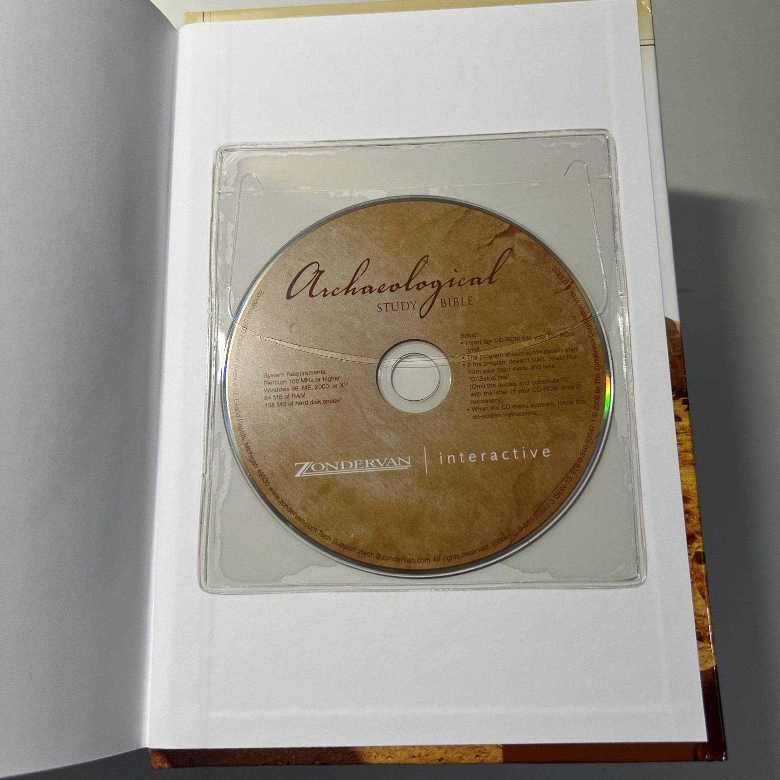 NIV Archaeological Study Bible Zondervan Hardcover W/New CD ROM Illustrated VG