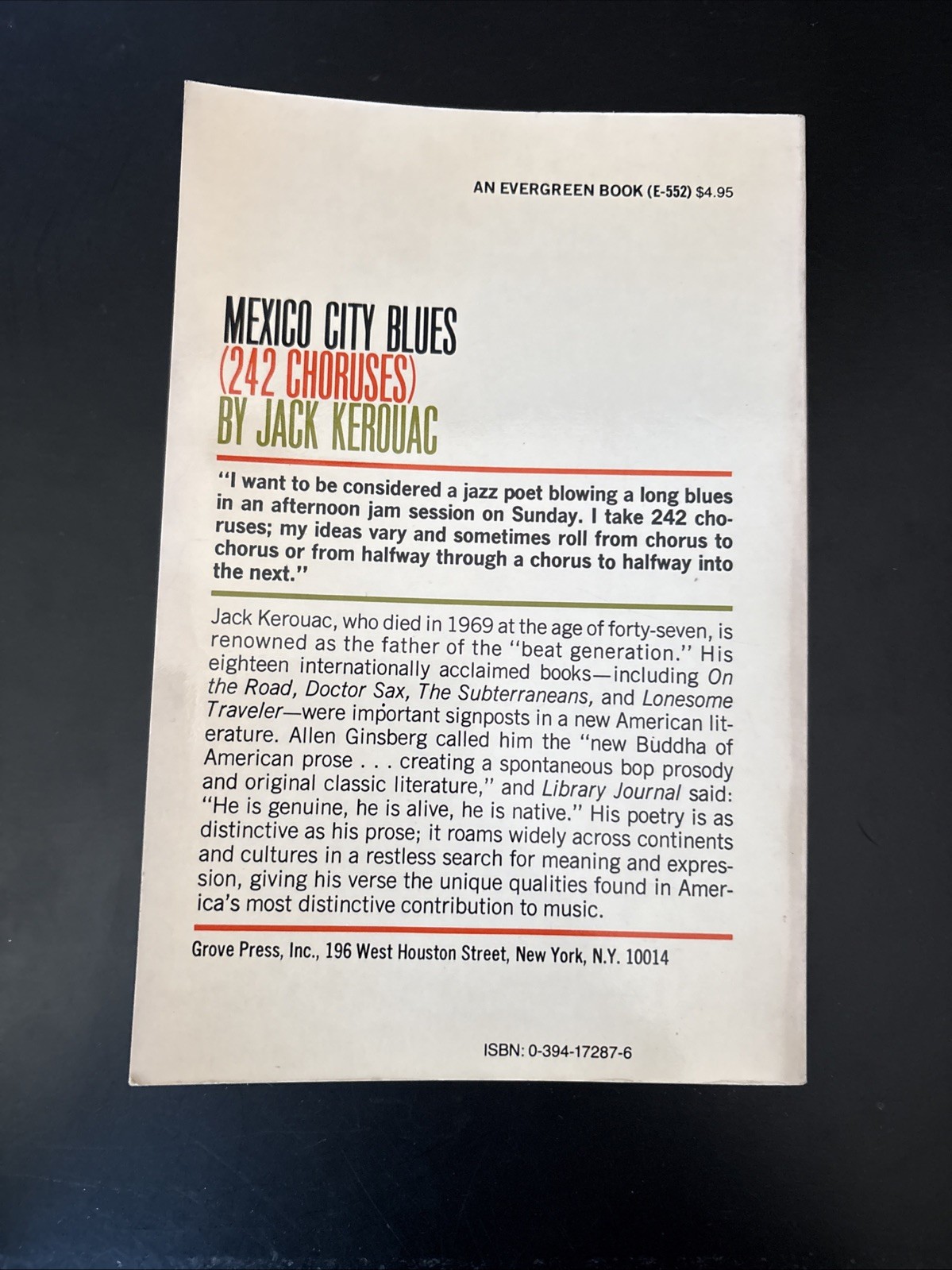 MEXICO CITY BLUES (242 CHORUSES) by Jack KEROUAC