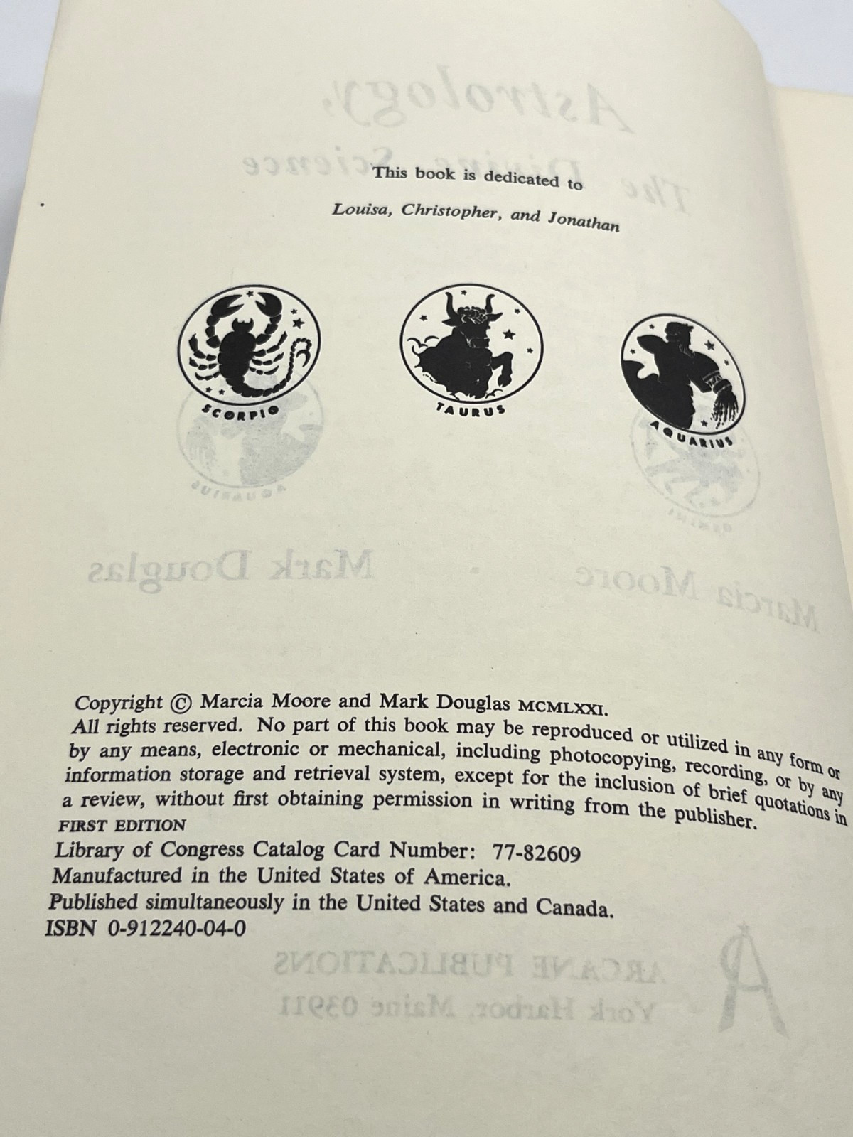 SIGNED Marcia Moore & Mark Douglas, Astrology In Action, HC 1st ED 1971